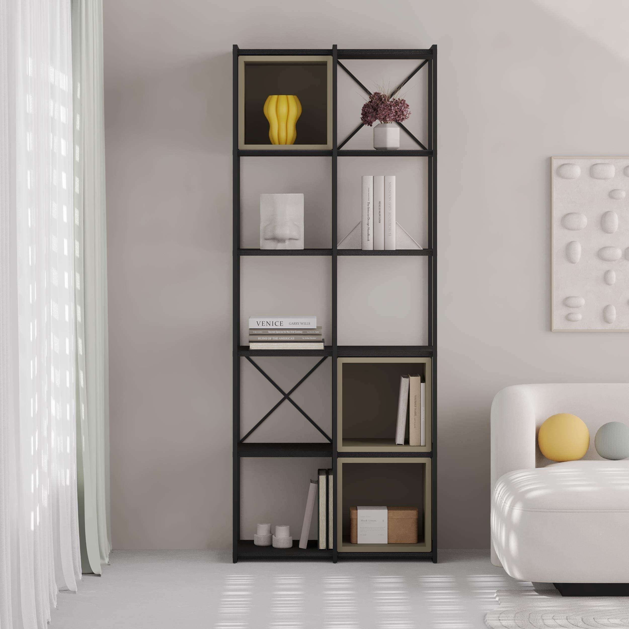Decortieliving - Vale Midi Industrial Bookcase Set 39 x 70.7 x 179 cm