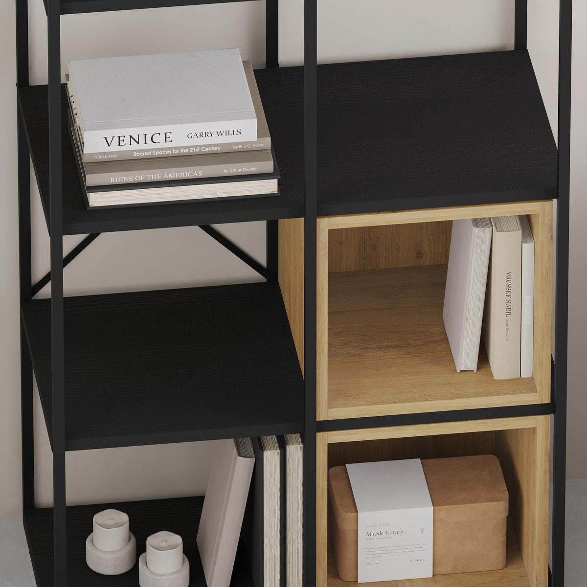 Decortieliving - Vale Midi Industrial Bookcase Set 39 x 70.7 x 179 cm