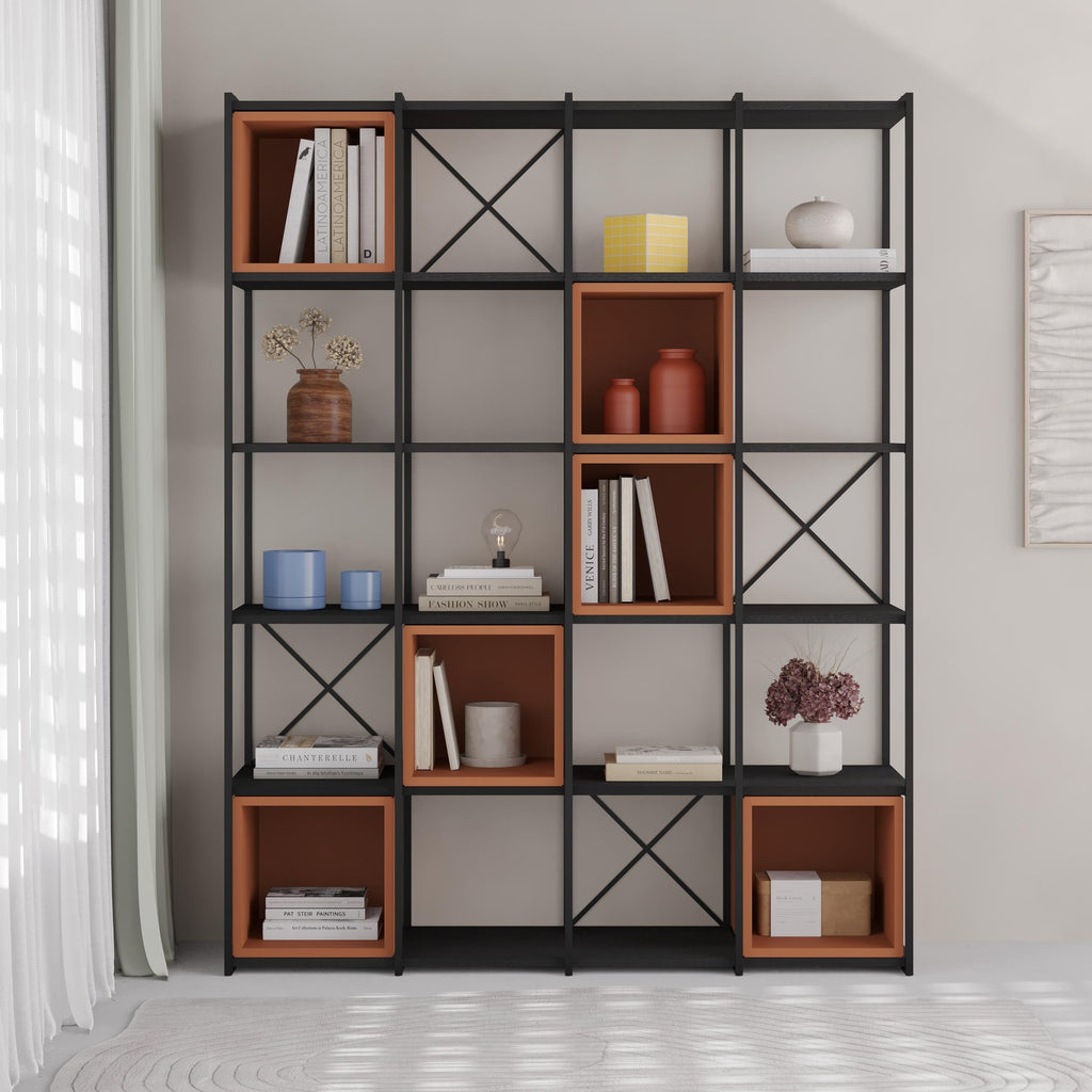 Decortieliving - Vale Maxi Industrial Bookcase Set 39 x 140 x 179 cm