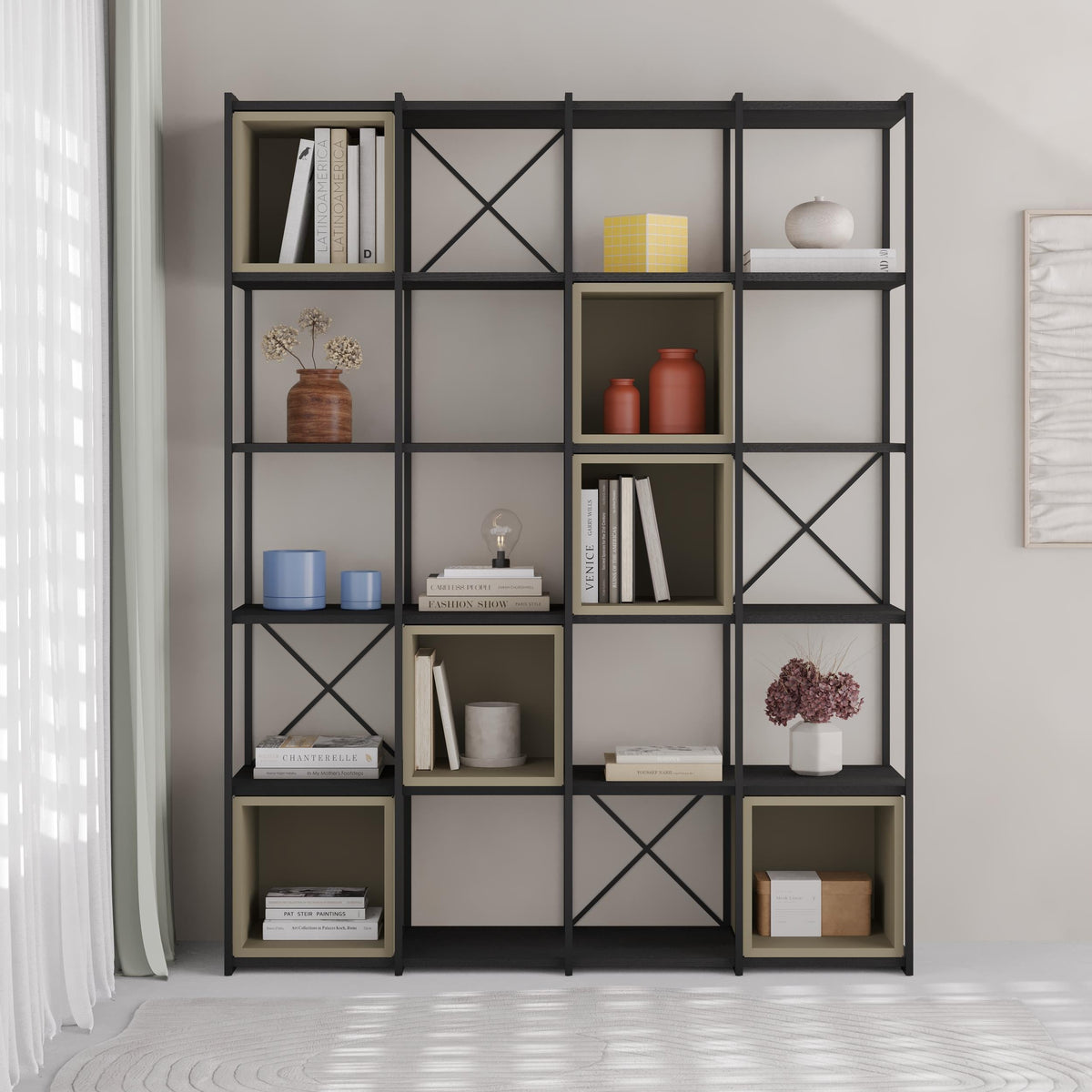 Decortieliving - Vale Maxi Industrial Bookcase Set 39 x 140 x 179 cm