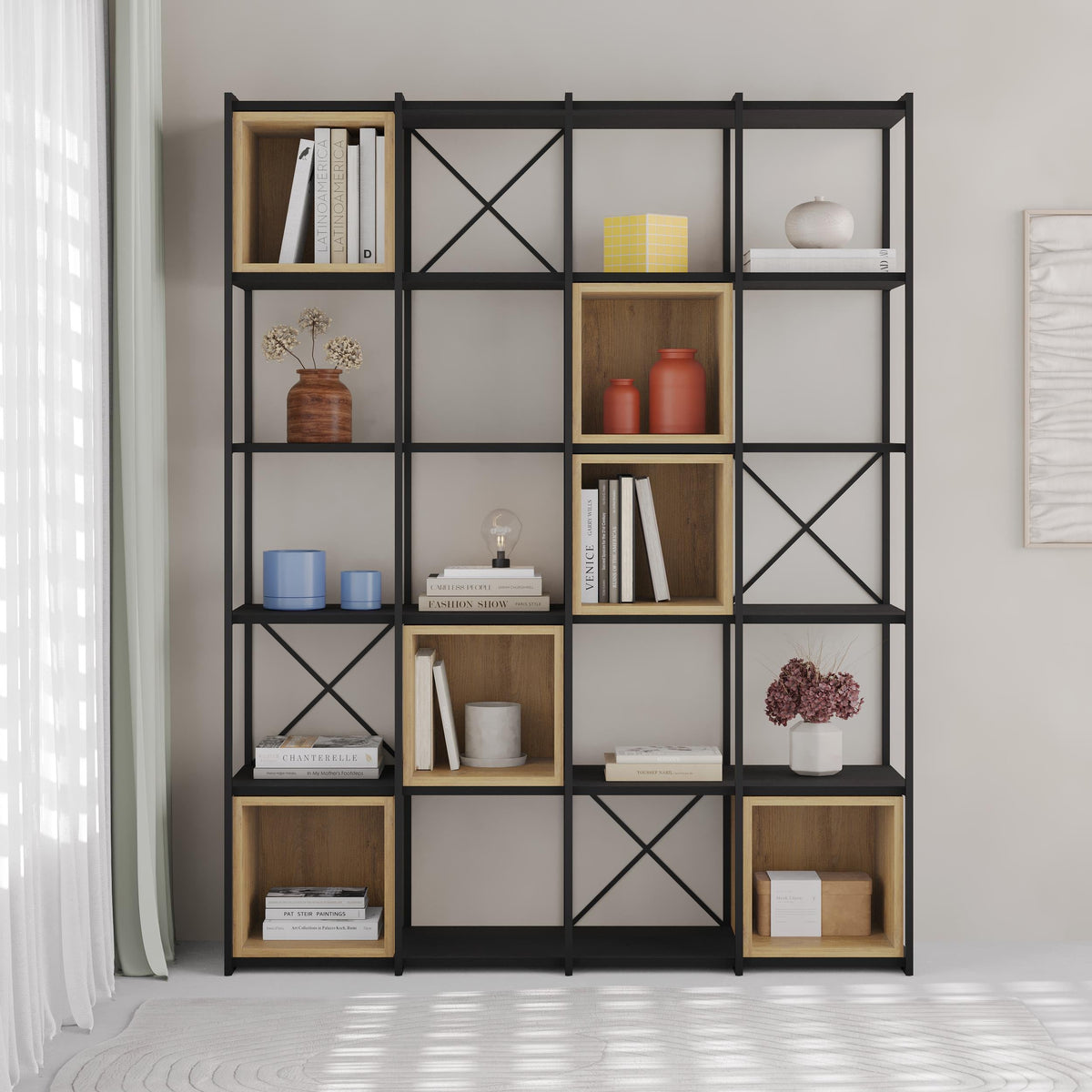 Decortieliving - Vale Maxi Industrial Bookcase Set 39 x 140 x 179 cm