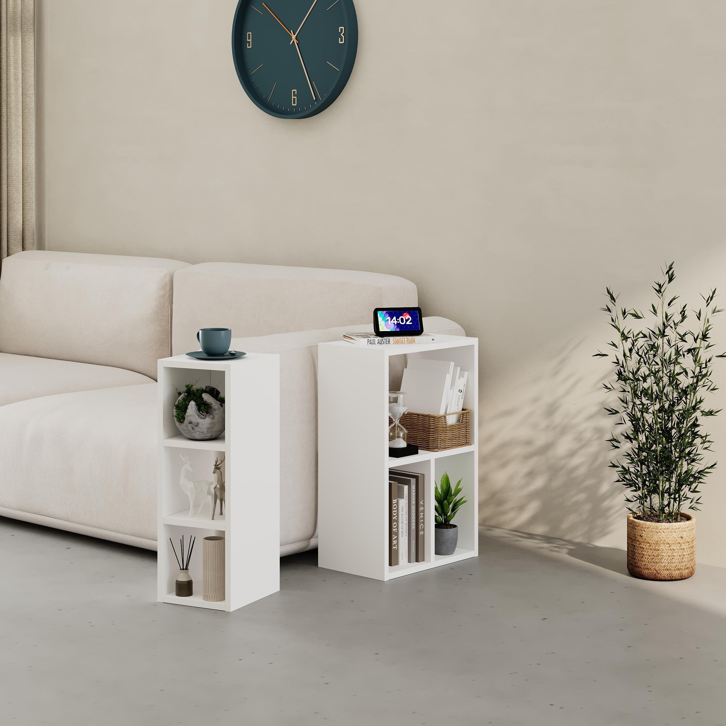 Petite bibliothèque basse Combayn – Meuble de rangement modulaire