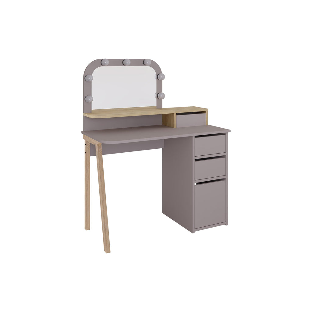 Coiffeuse Avien – Miroir LED, 3 tiroirs et meuble de rangement