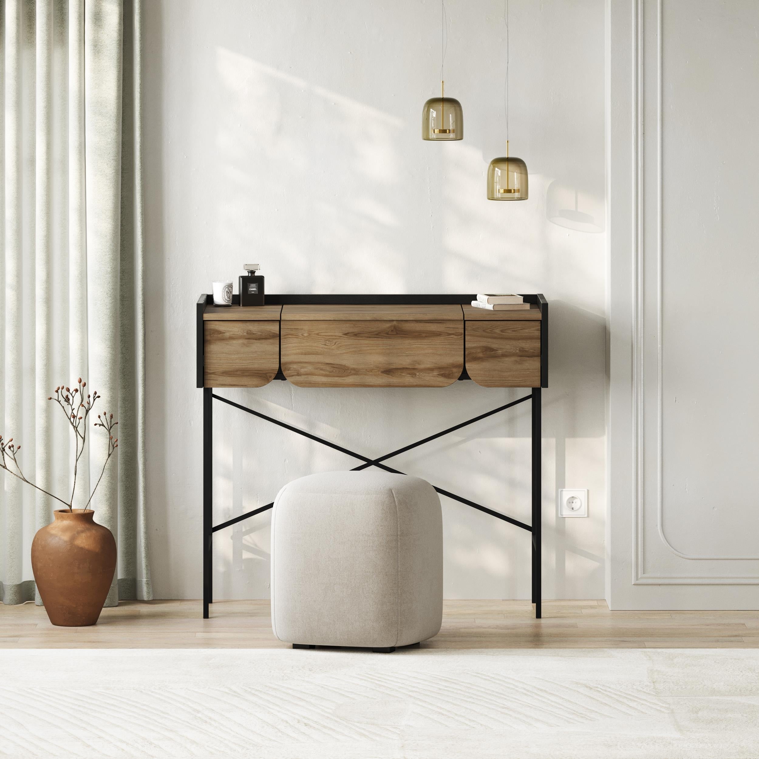 Coiffeuse Terra avec miroir et 2 tiroirs