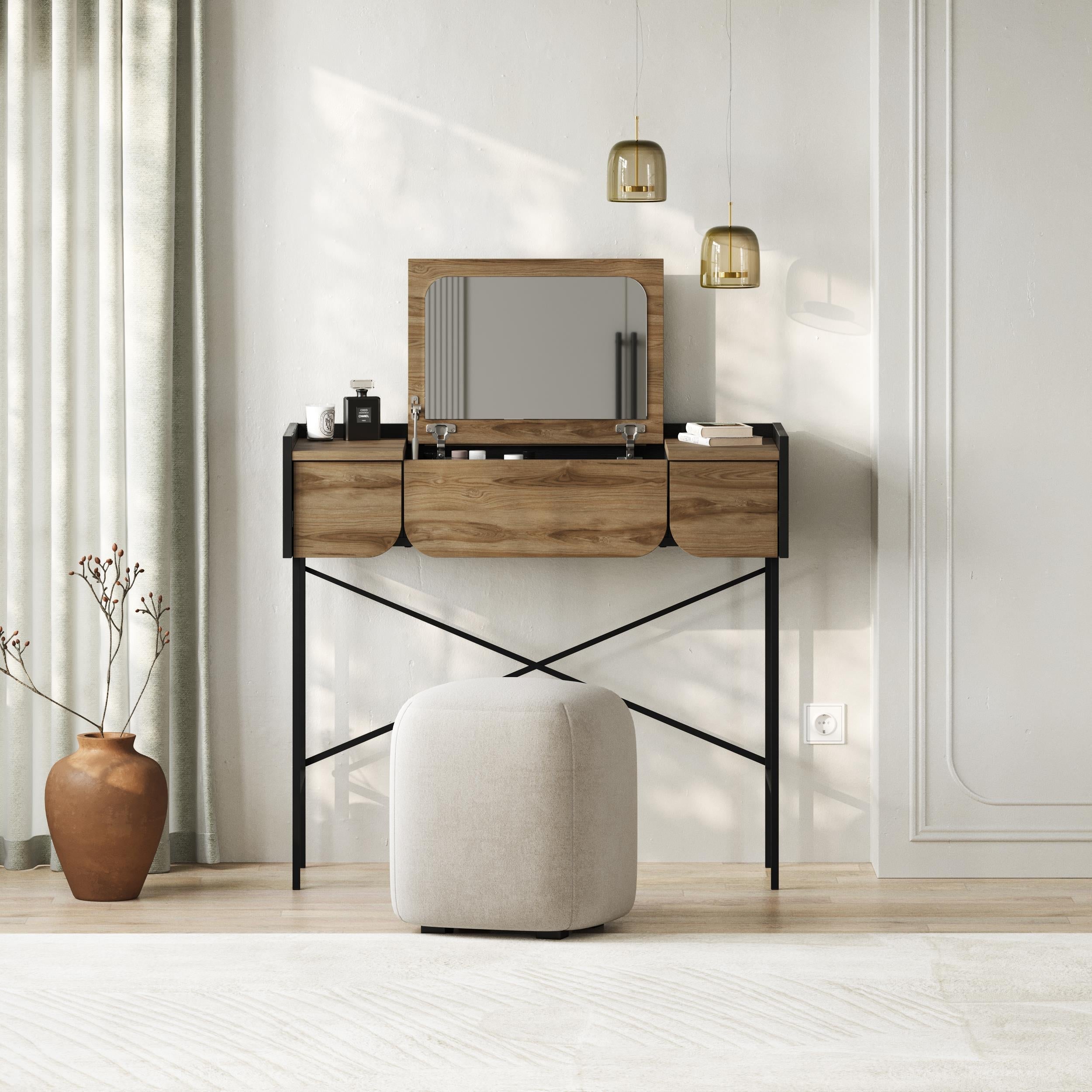 Coiffeuse Terra avec miroir et 2 tiroirs
