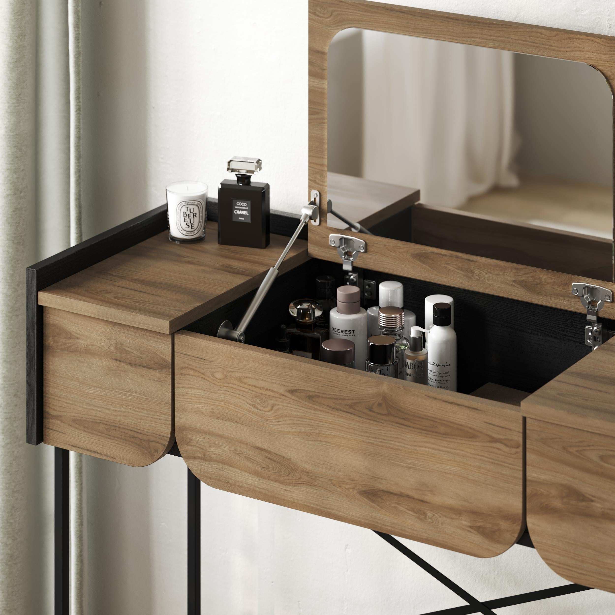 Coiffeuse Terra avec miroir et 2 tiroirs