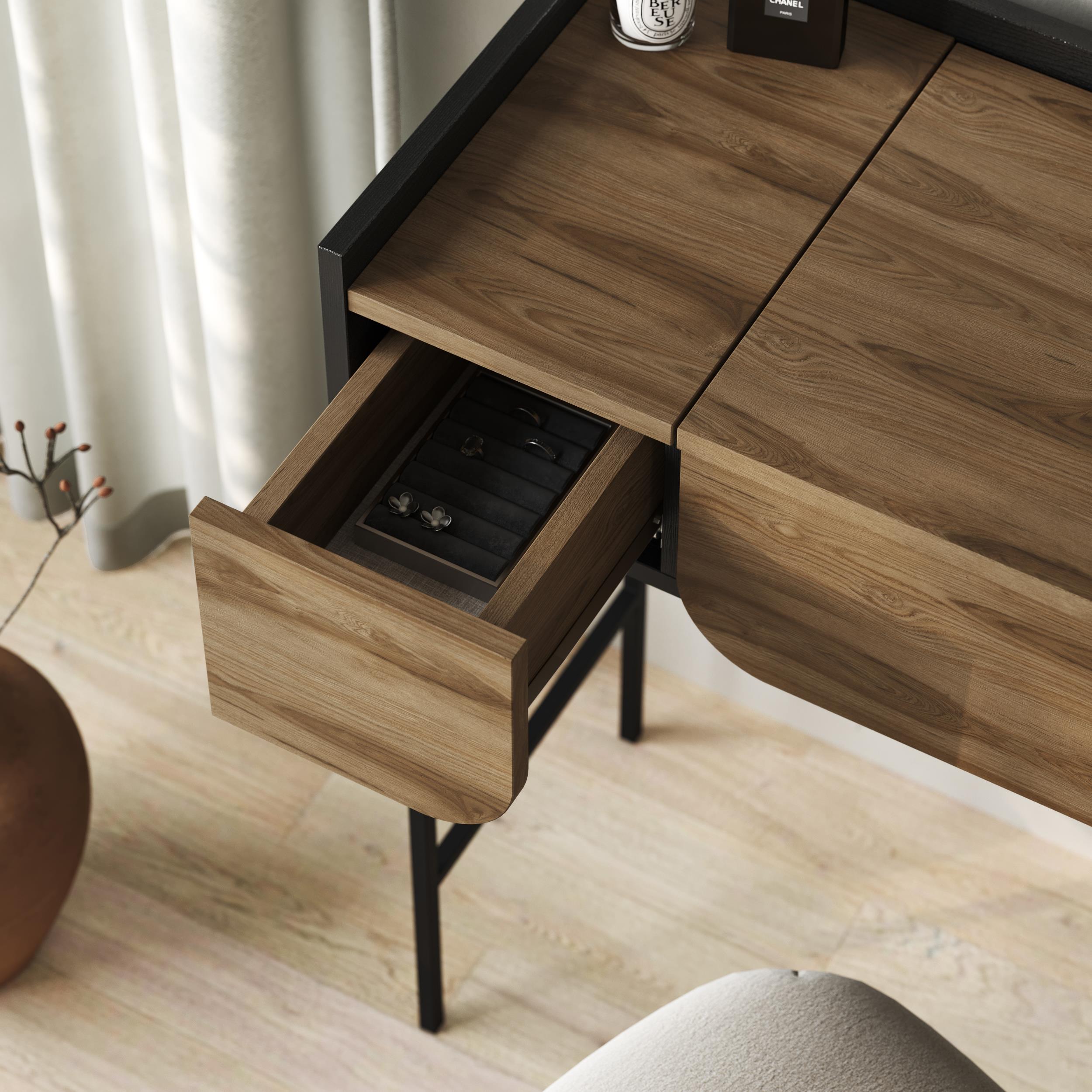 Coiffeuse Terra avec miroir et 2 tiroirs