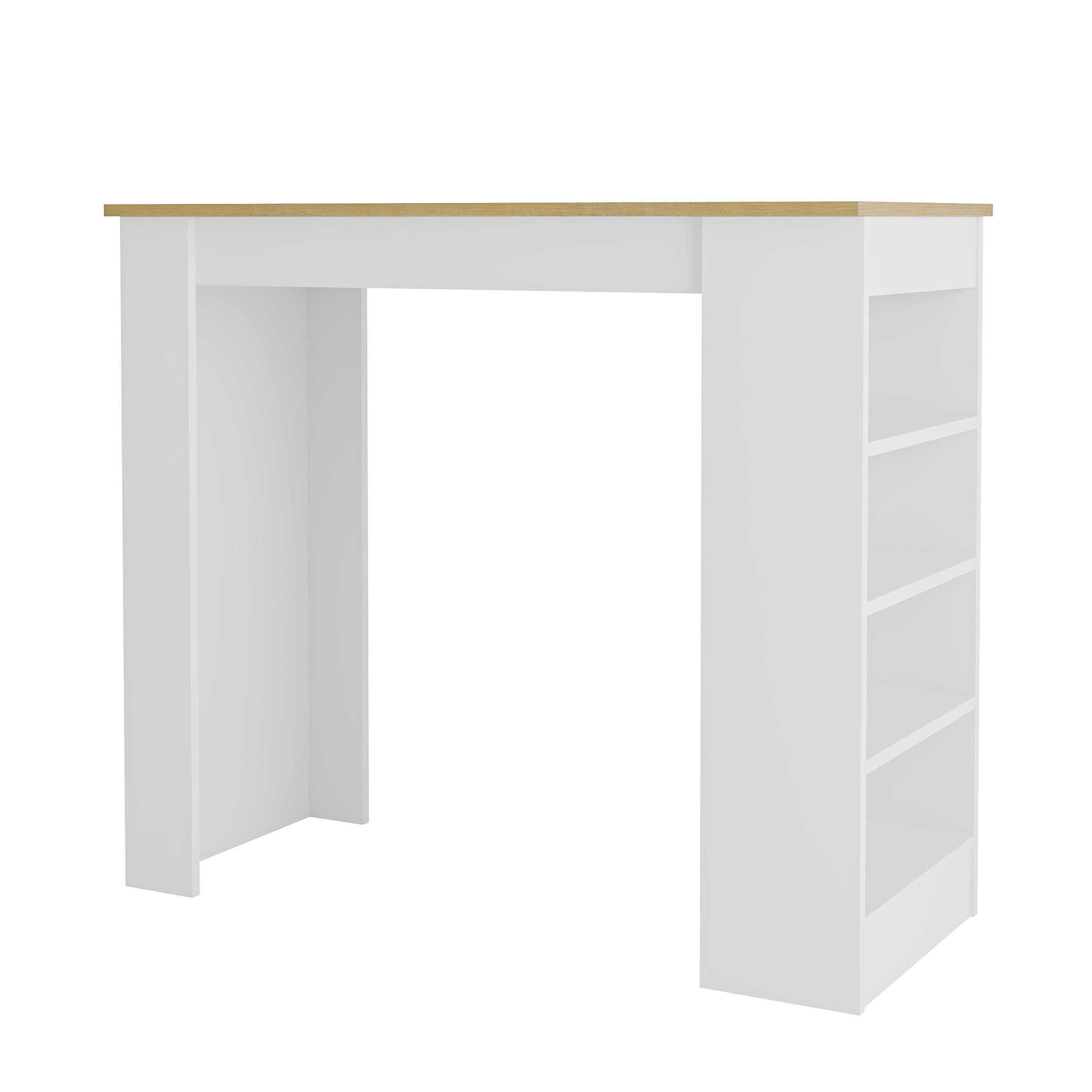 Table de bar de cuisine moderne Swallow – Table à manger avec étagères de rangement