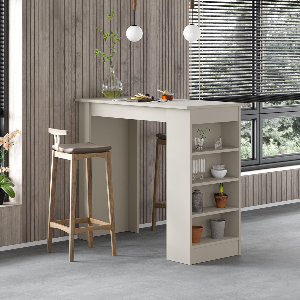 Table de bar de cuisine moderne Swallow – Table à manger avec étagères de rangement
