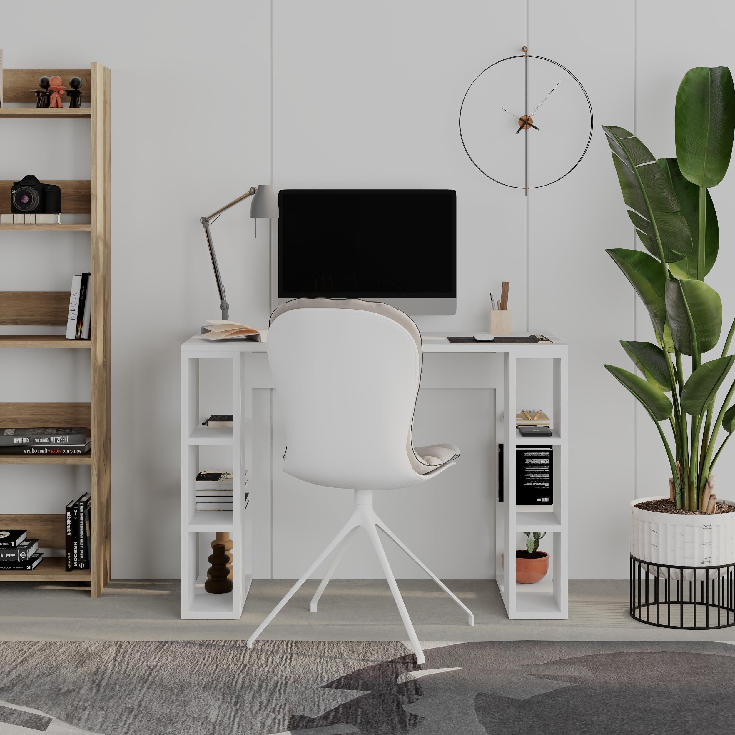 Bureau d'étude Colmar – 106 cm – Bureau moderne avec étagères de rangement