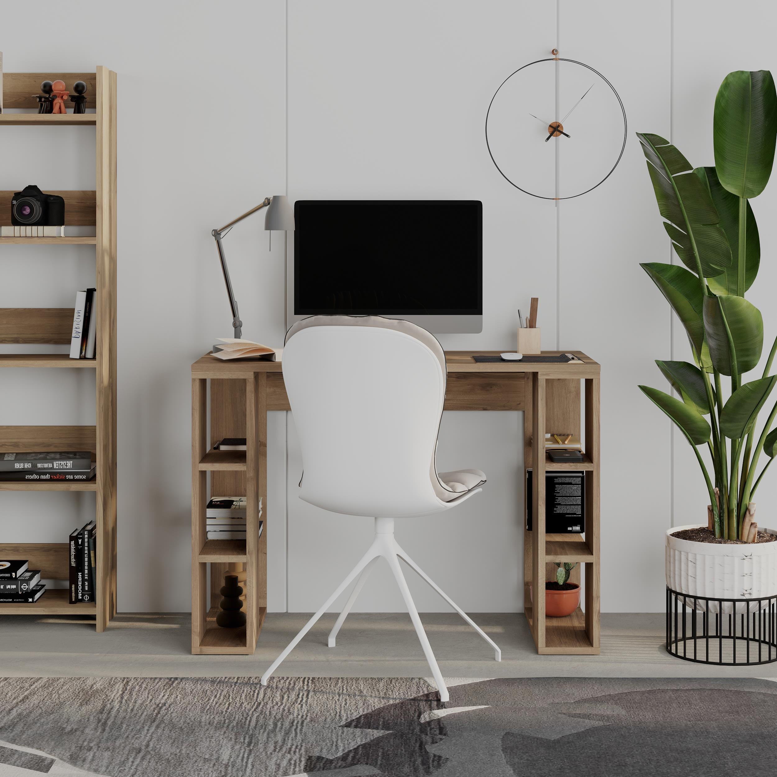 Bureau d'étude Colmar – 106 cm – Bureau moderne avec étagères de rangement