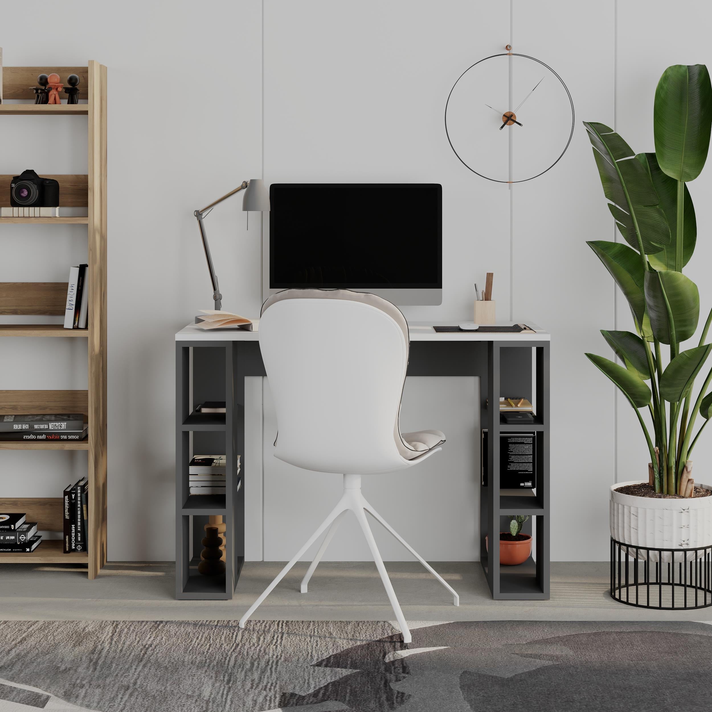 Bureau d'étude Colmar – 106 cm – Bureau moderne avec étagères de rangement