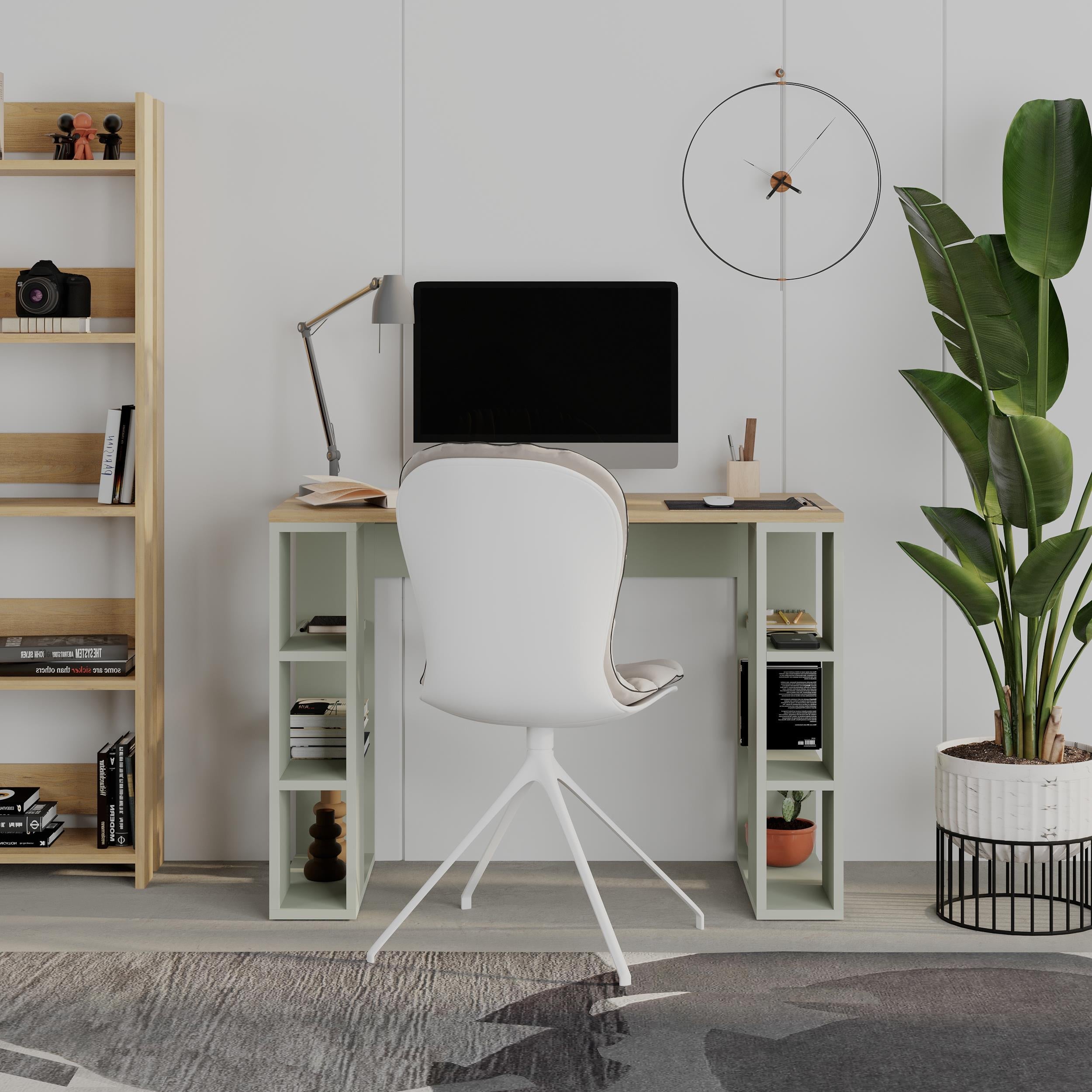 Bureau d'étude Colmar – 106 cm – Bureau moderne avec étagères de rangement