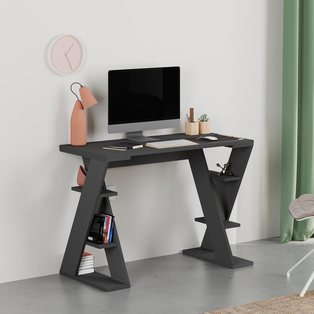 Decortieliving - Papillon Modern Study Desk with Shelves - W 106 cm