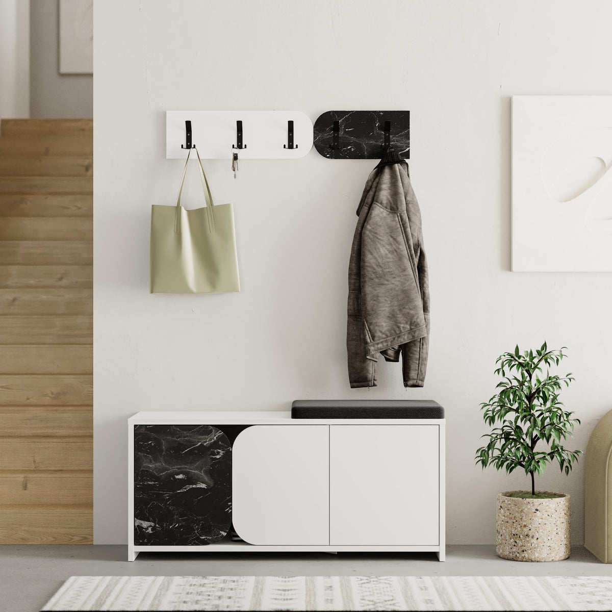 Decortieliving - Moni Hallway Shoe Cabinet and Hanger Set