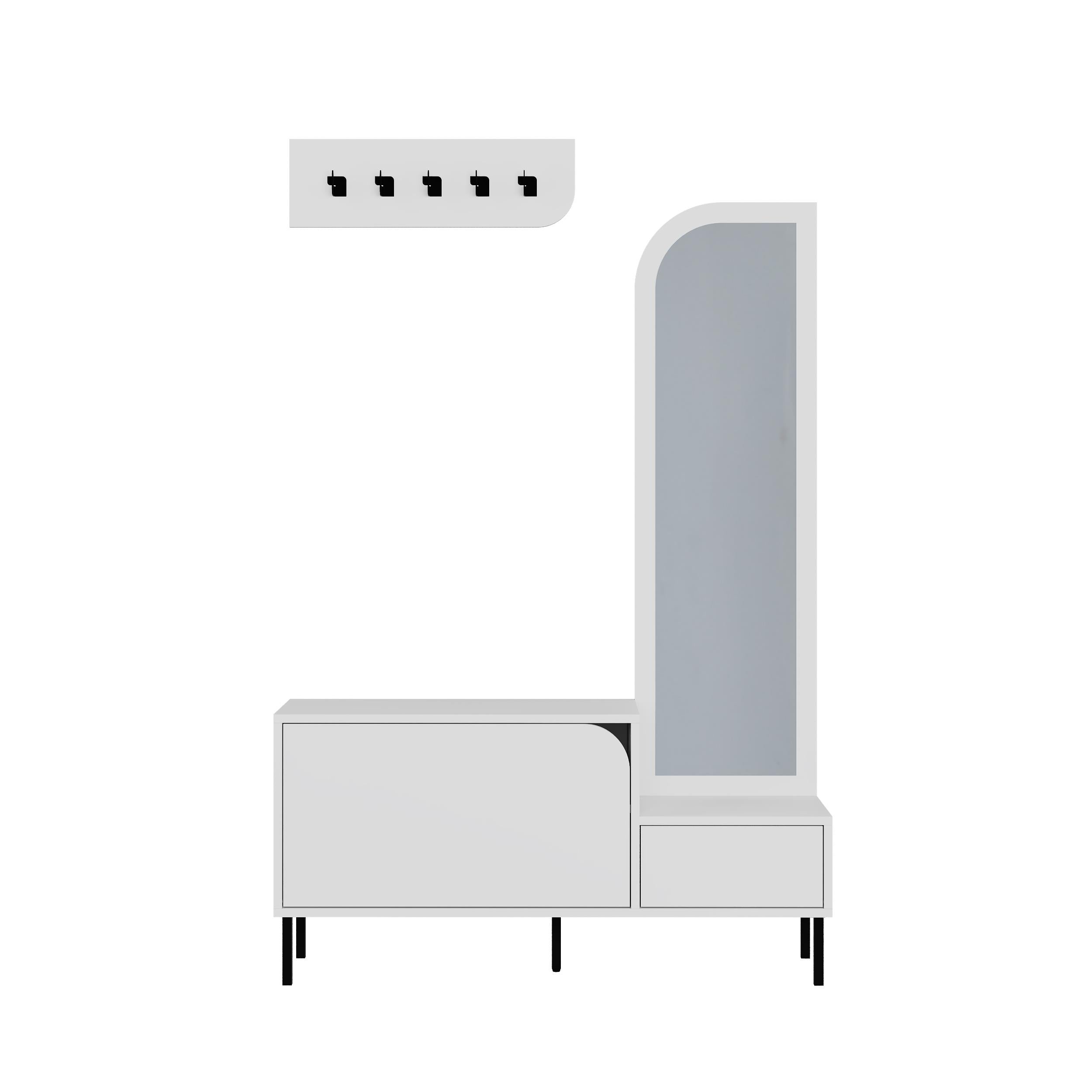 Meuble d'entrée Mila 3-en-1 avec miroir et range-chaussures