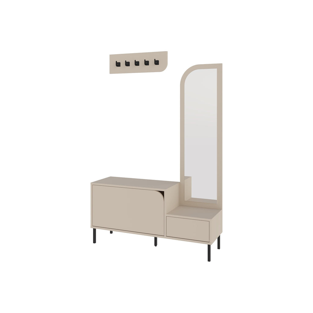 Meuble d'entrée Mila 3-en-1 avec miroir et range-chaussures