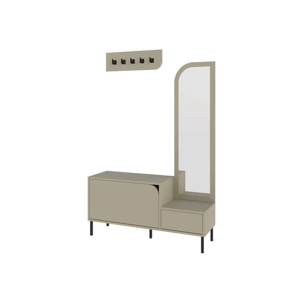 Meuble d'entrée Mila 3-en-1 avec miroir et range-chaussures