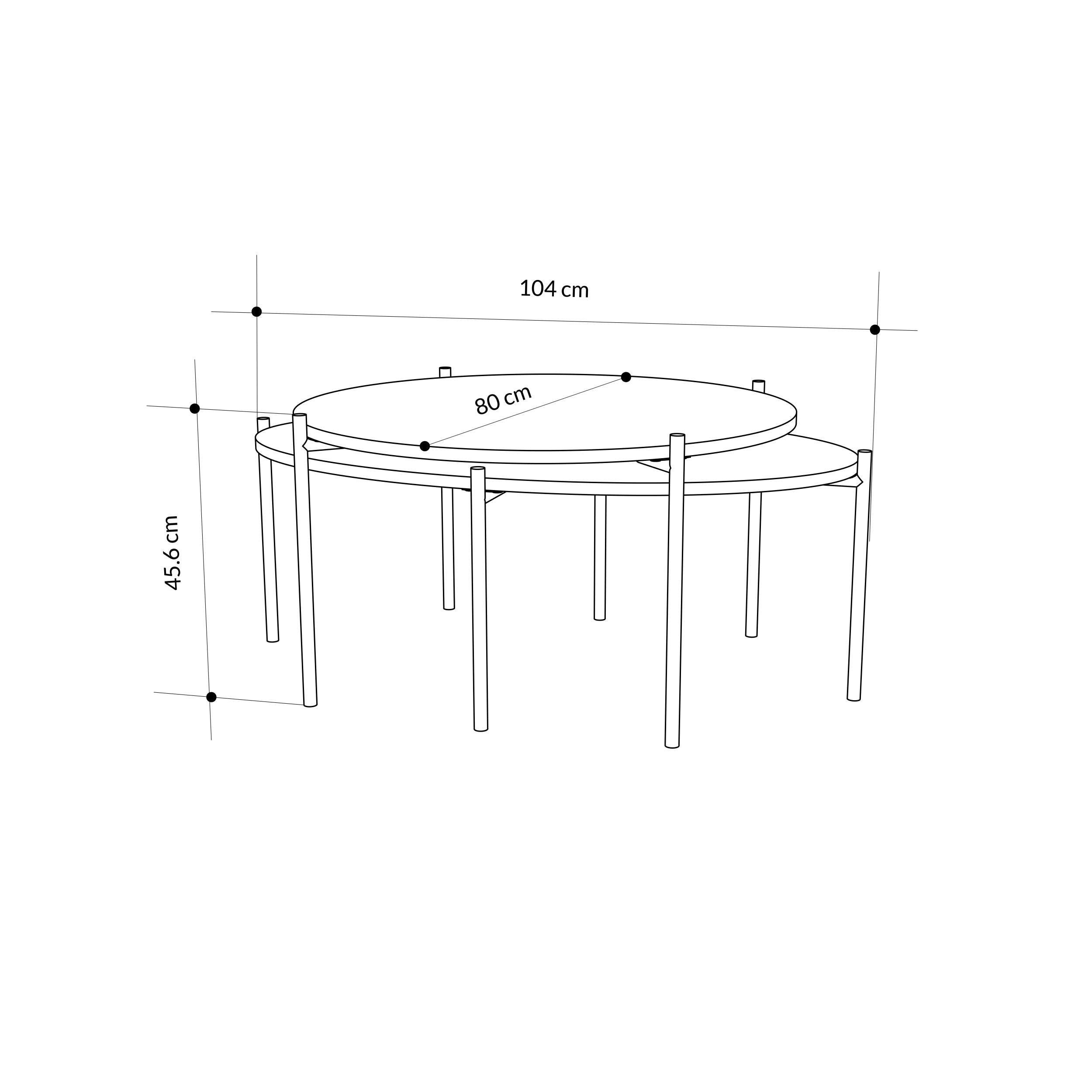 Lot de tables basses rondes et ovales Odelia