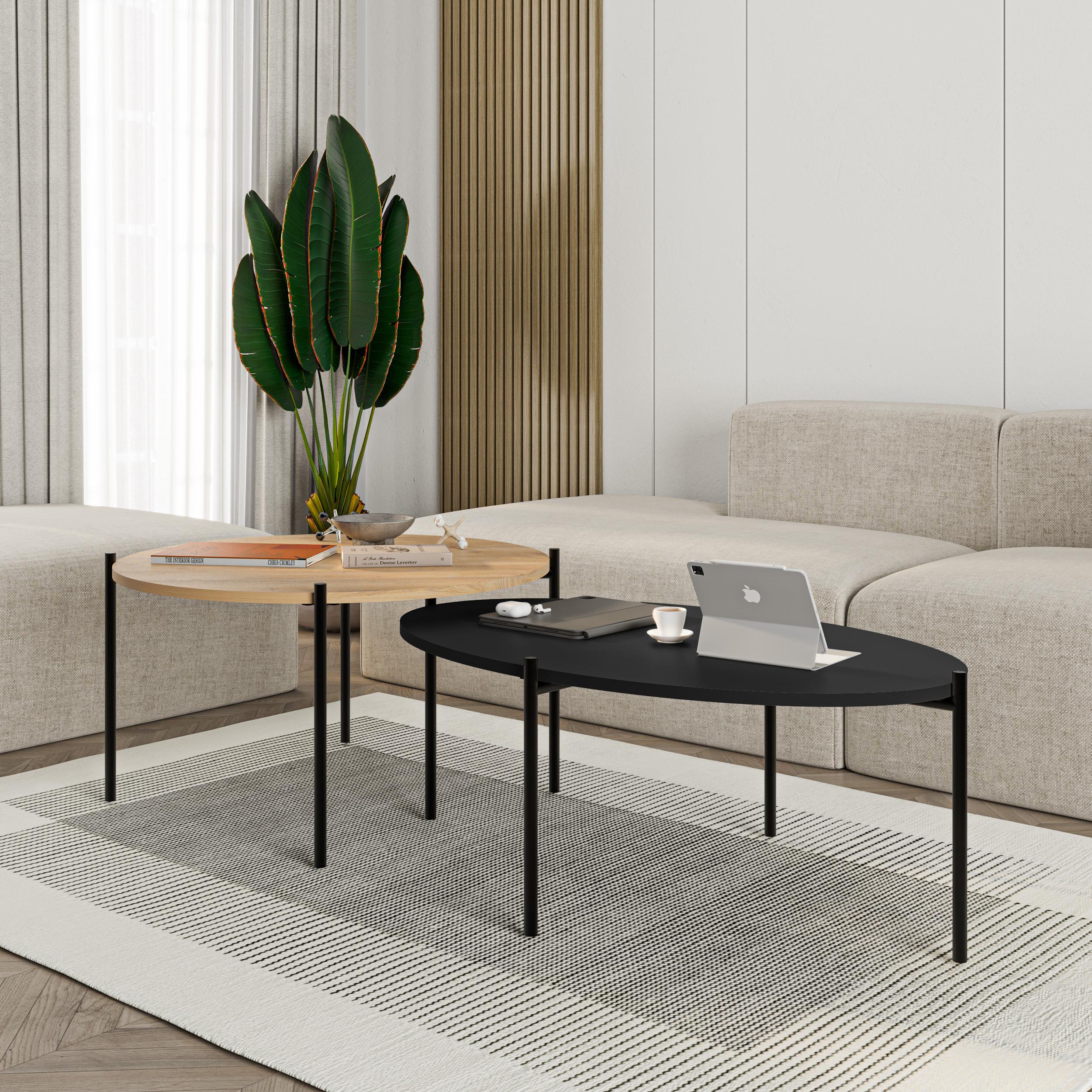 Lot de tables basses rondes et ovales Odelia