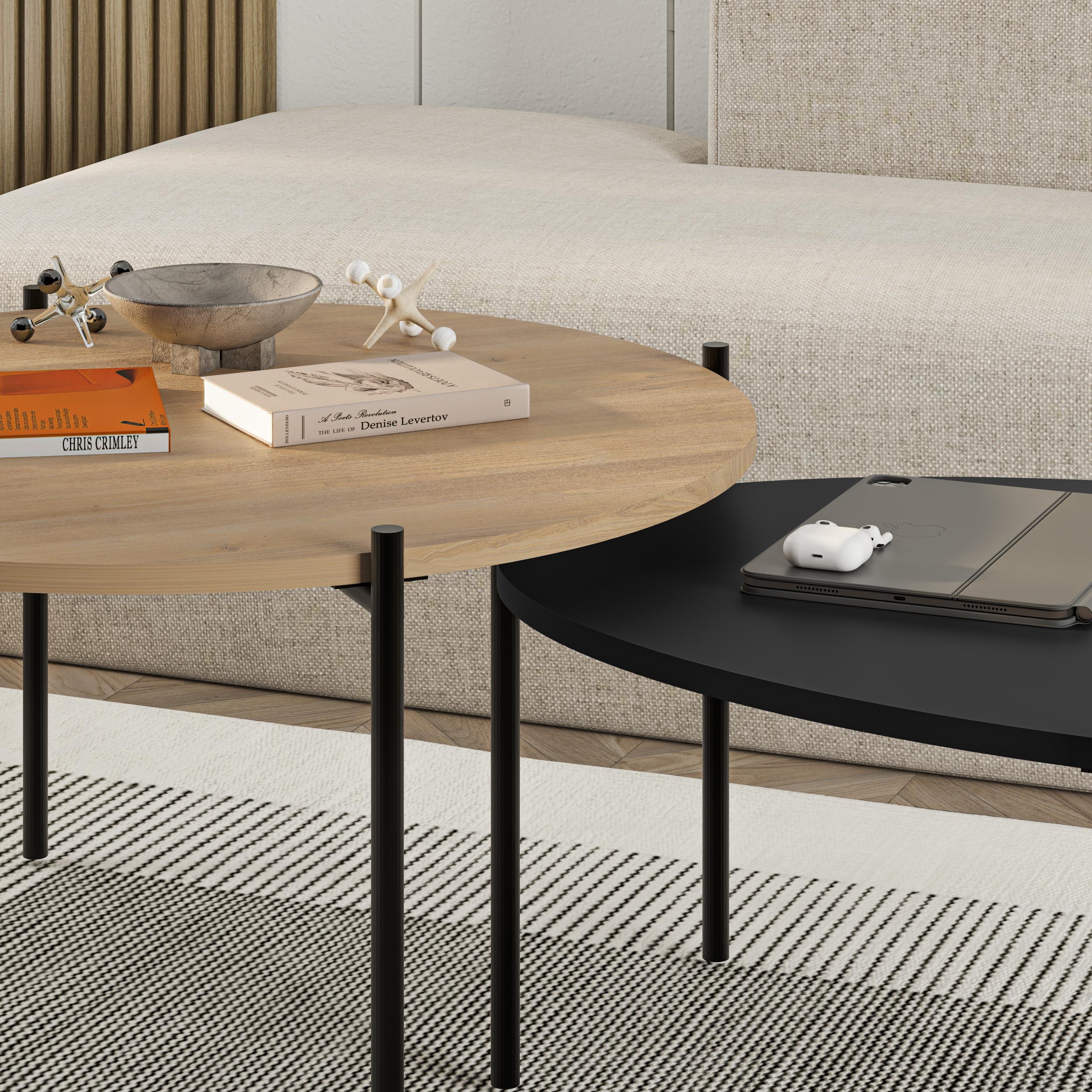 Lot de tables basses rondes et ovales Odelia