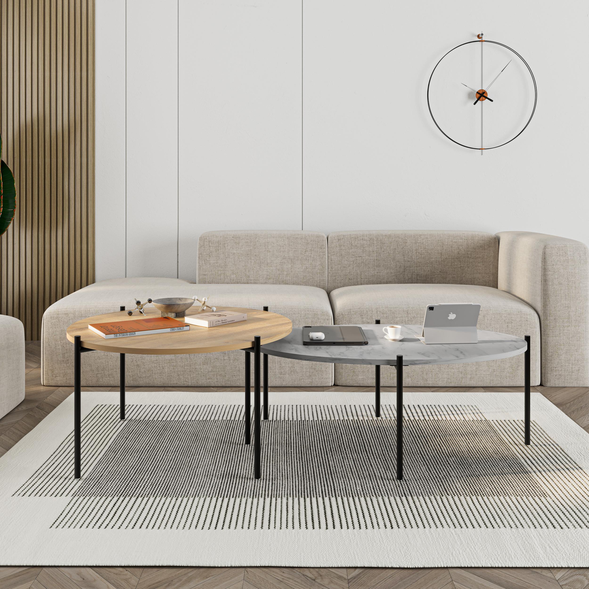 Lot de tables basses rondes et ovales Odelia