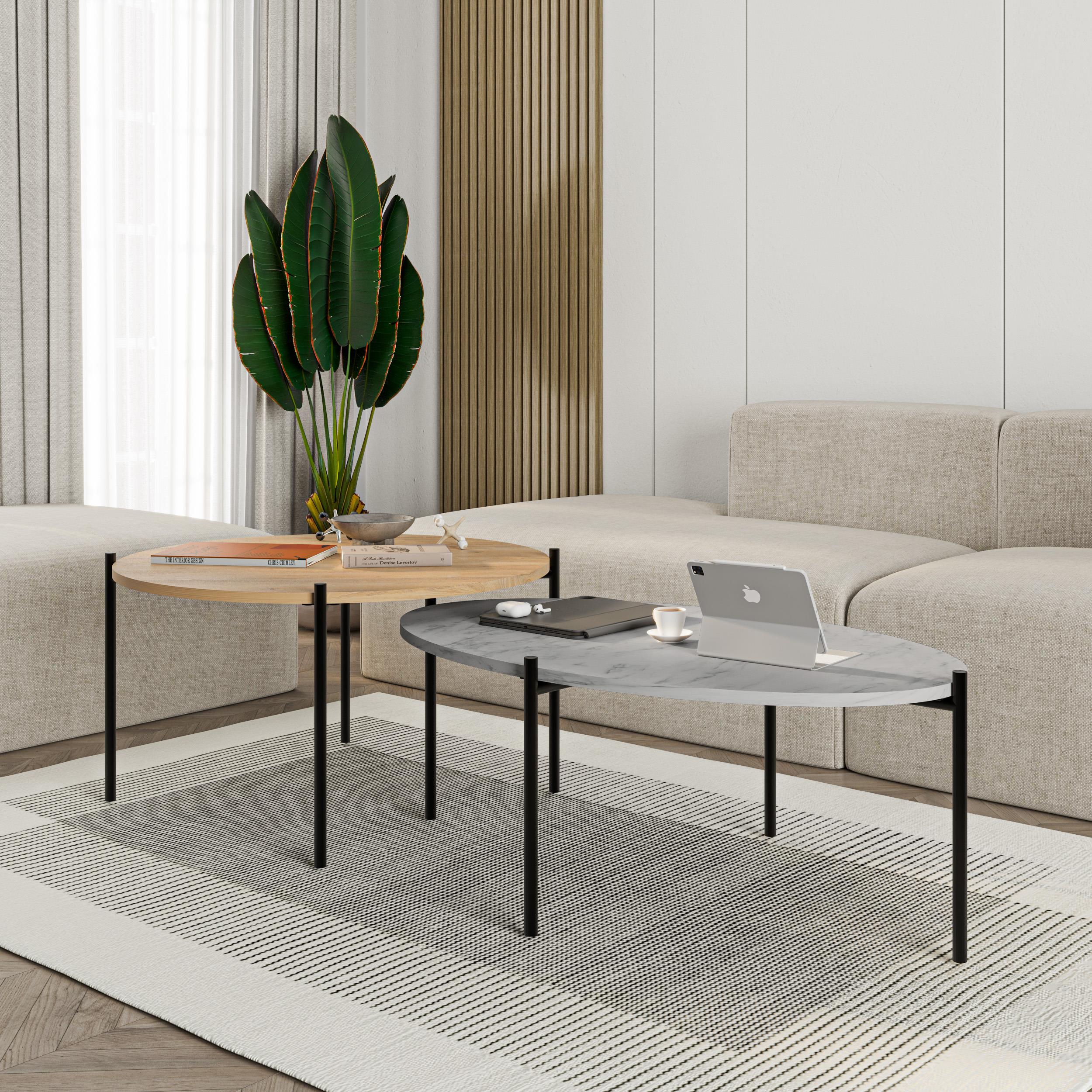 Lot de tables basses rondes et ovales Odelia