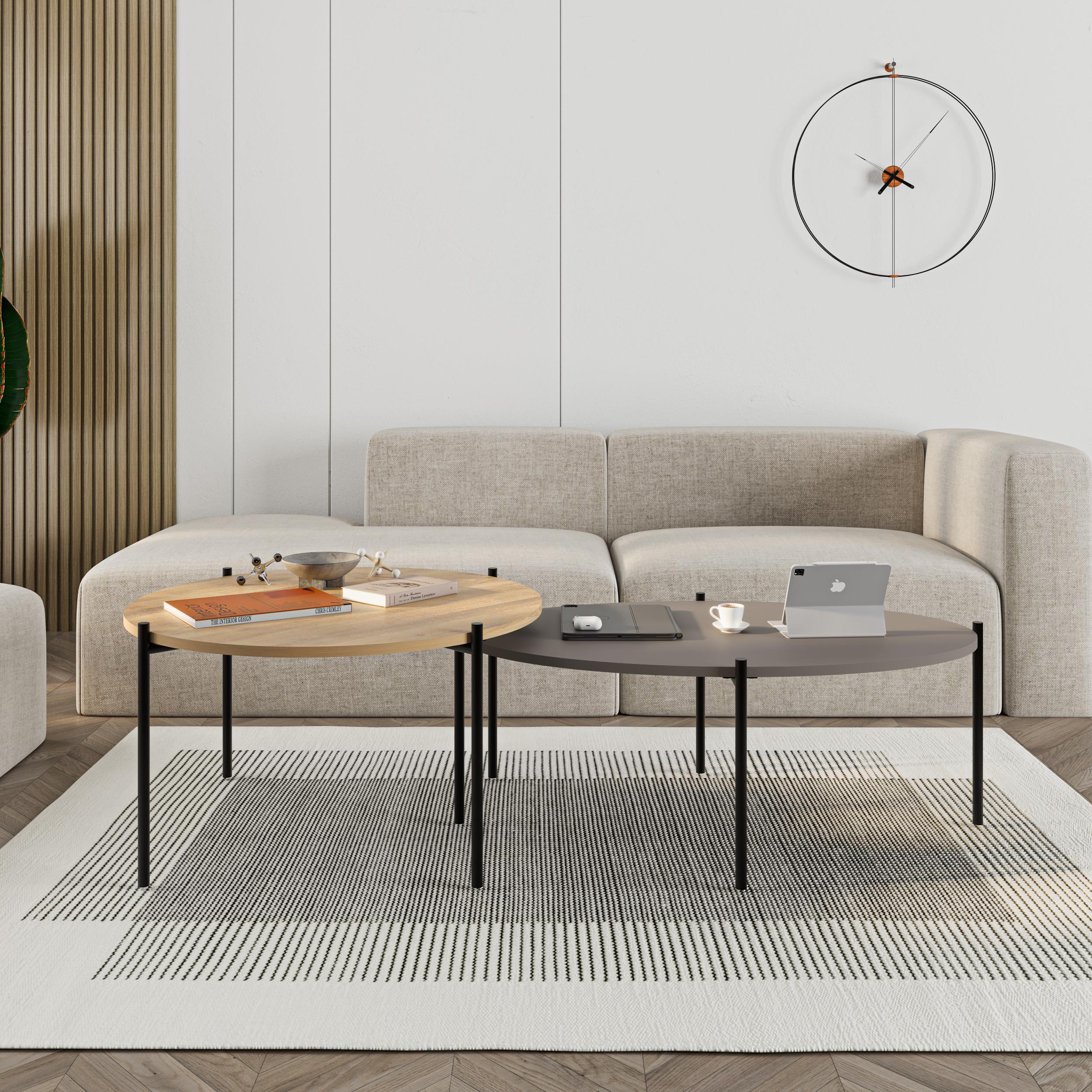 Lot de tables basses rondes et ovales Odelia