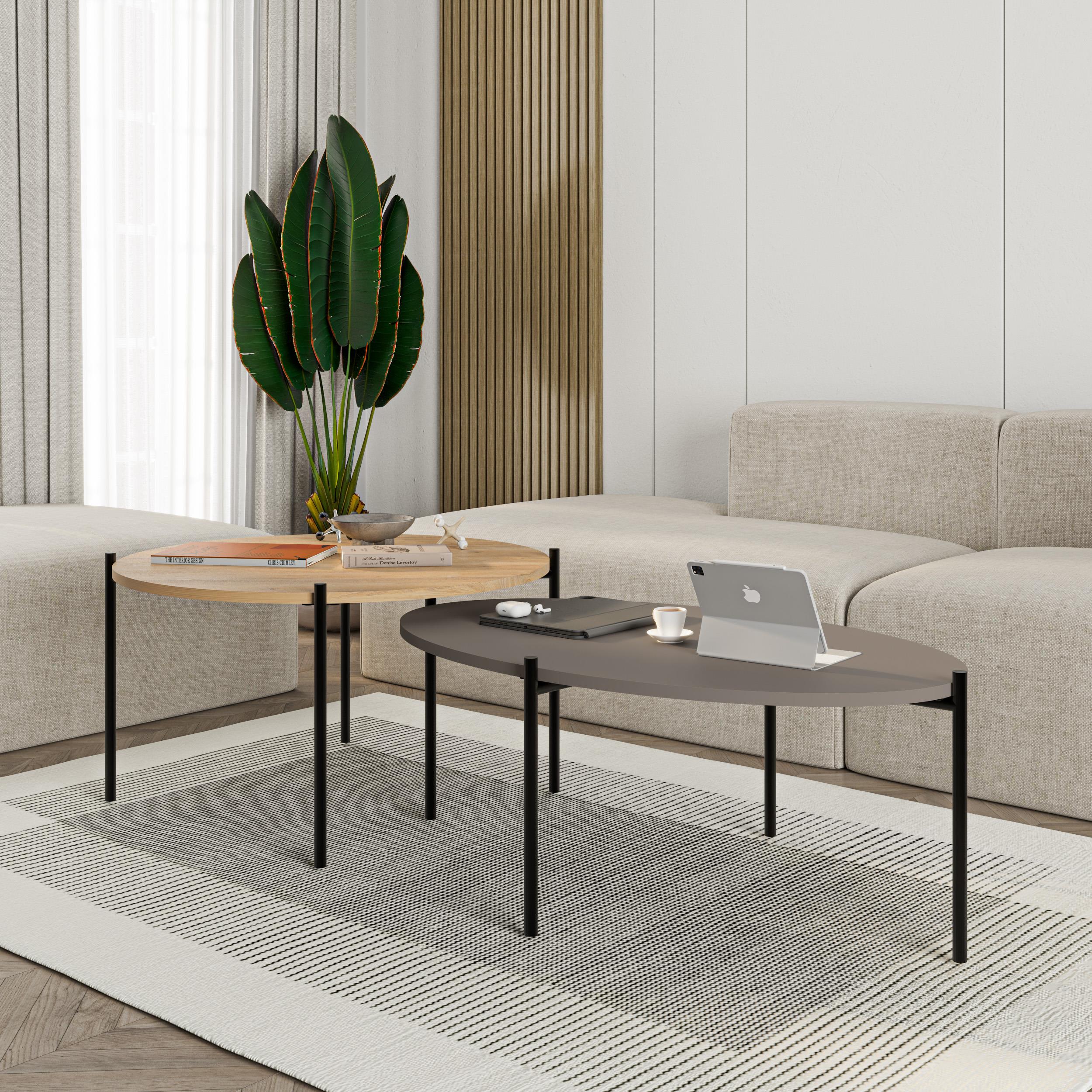 Lot de tables basses rondes et ovales Odelia