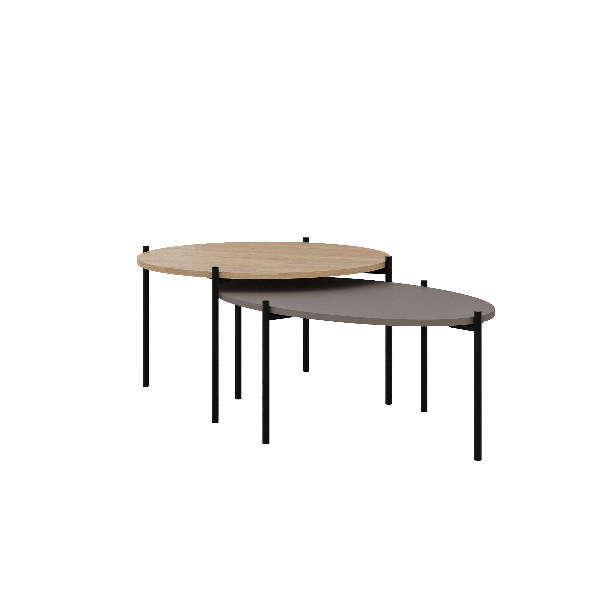 Lot de tables basses rondes et ovales Odelia