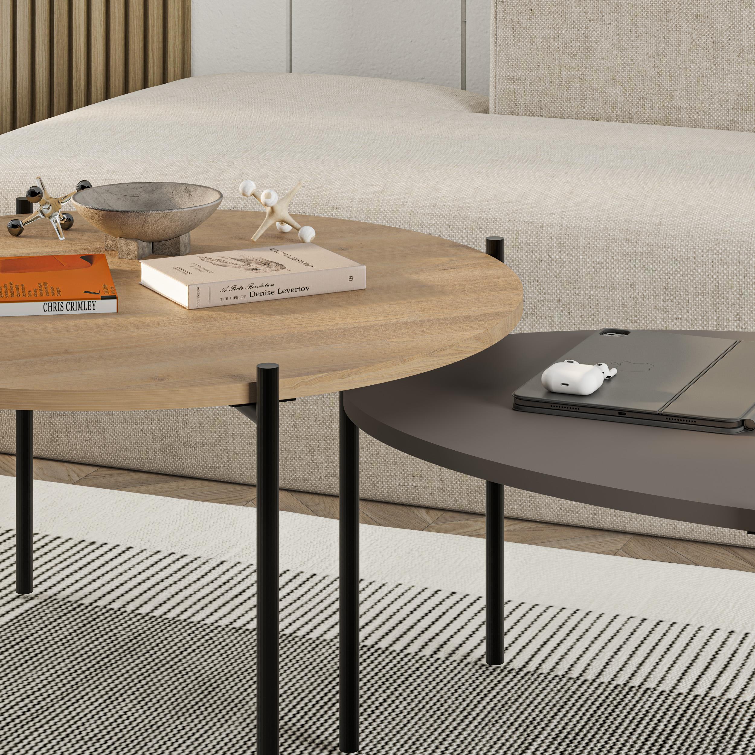 Lot de tables basses rondes et ovales Odelia
