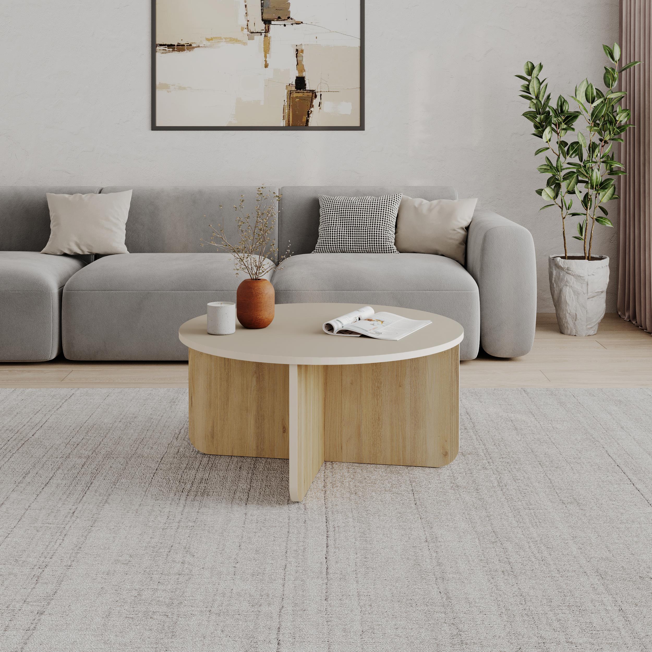 Table basse ronde Hillary – 80 cm Table de salon moderne
