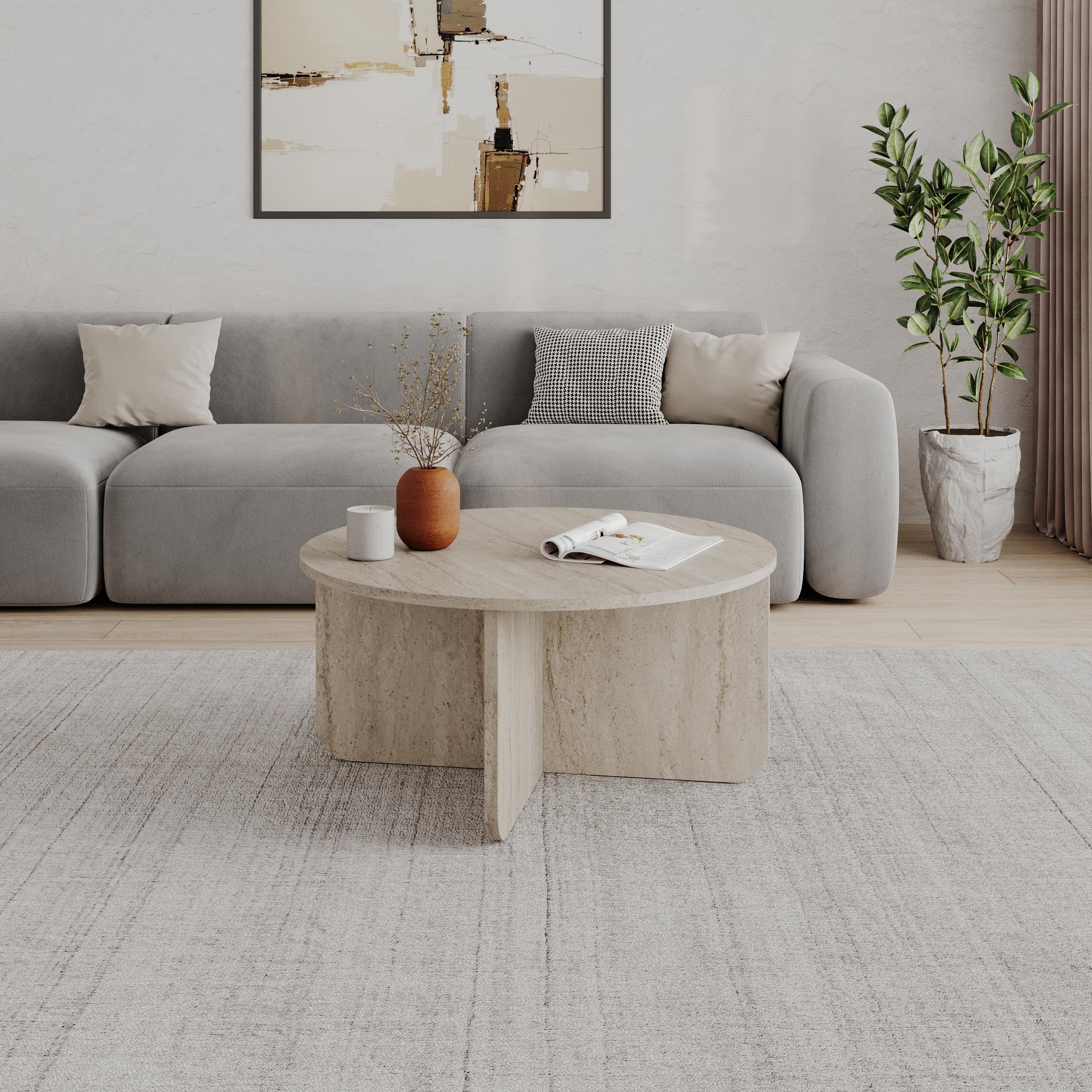 Table basse ronde Hillary – 80 cm Table de salon moderne