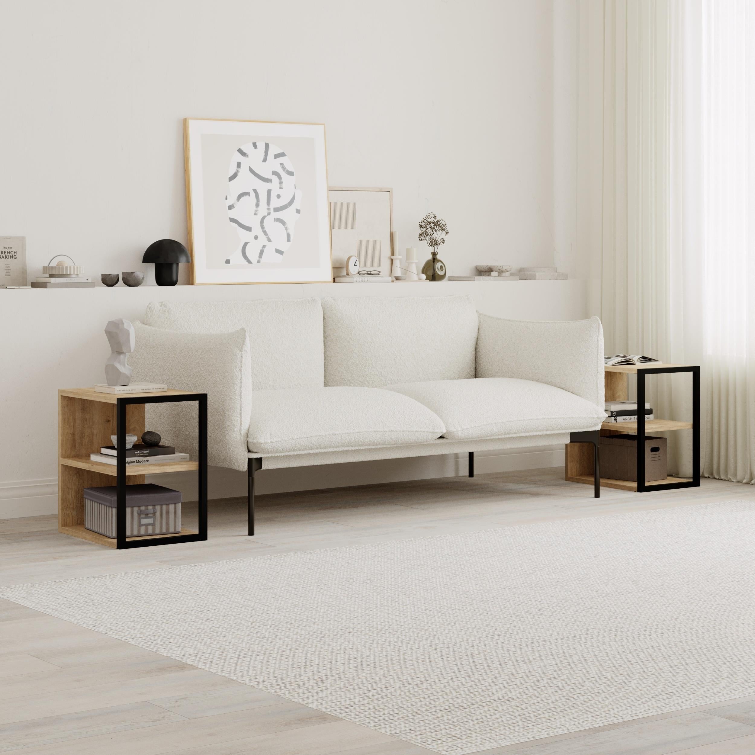 Table d'appoint double Echo – Table d'appoint de canapé moderne avec étagères