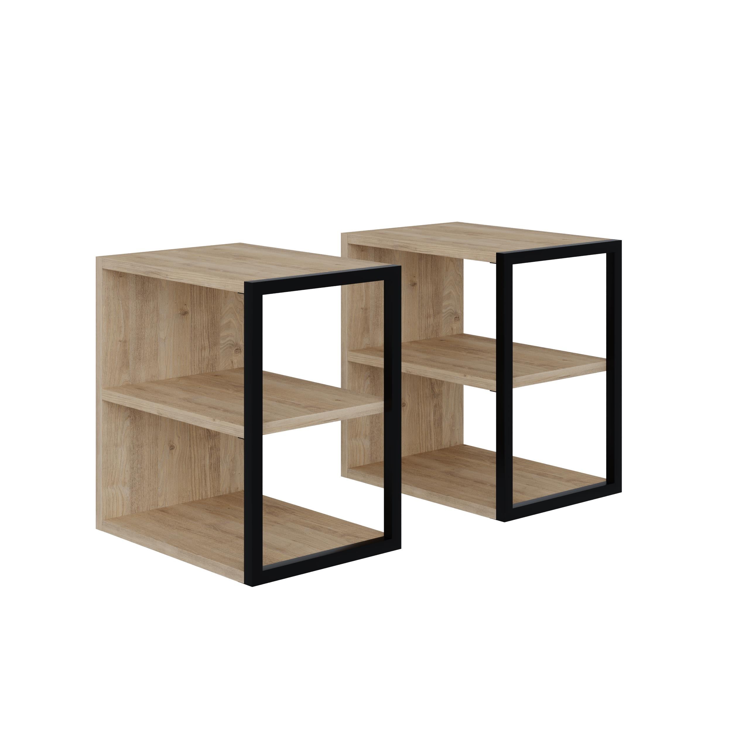 Table d'appoint double Echo – Table d'appoint de canapé moderne avec étagères