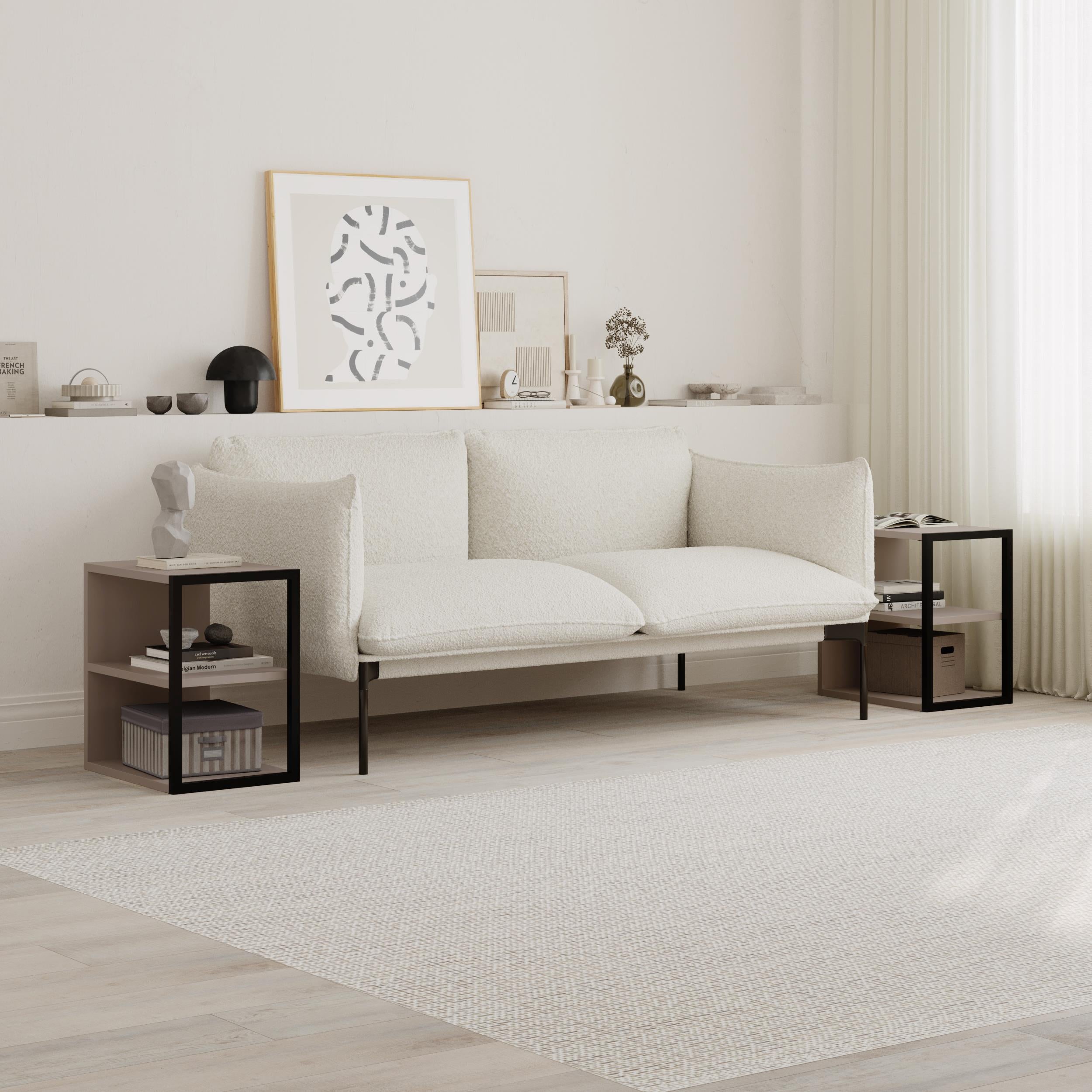 Table d'appoint double Echo – Table d'appoint de canapé moderne avec étagères
