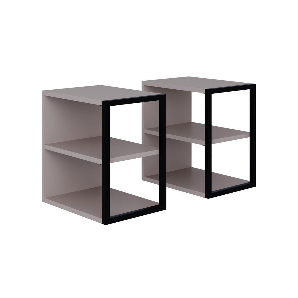 Table d'appoint double Echo – Table d'appoint de canapé moderne avec étagères
