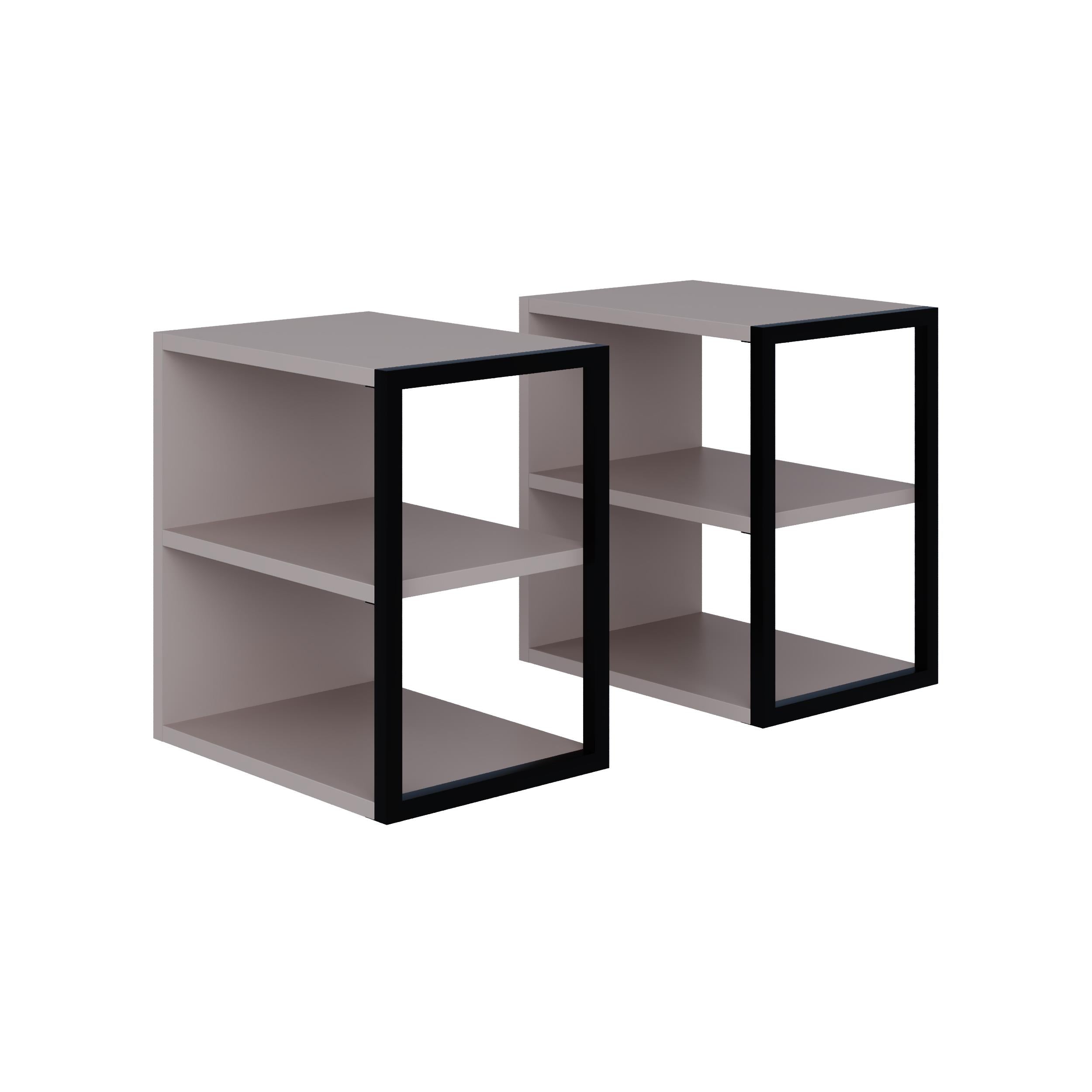 Table d'appoint double Echo – Table d'appoint de canapé moderne avec étagères