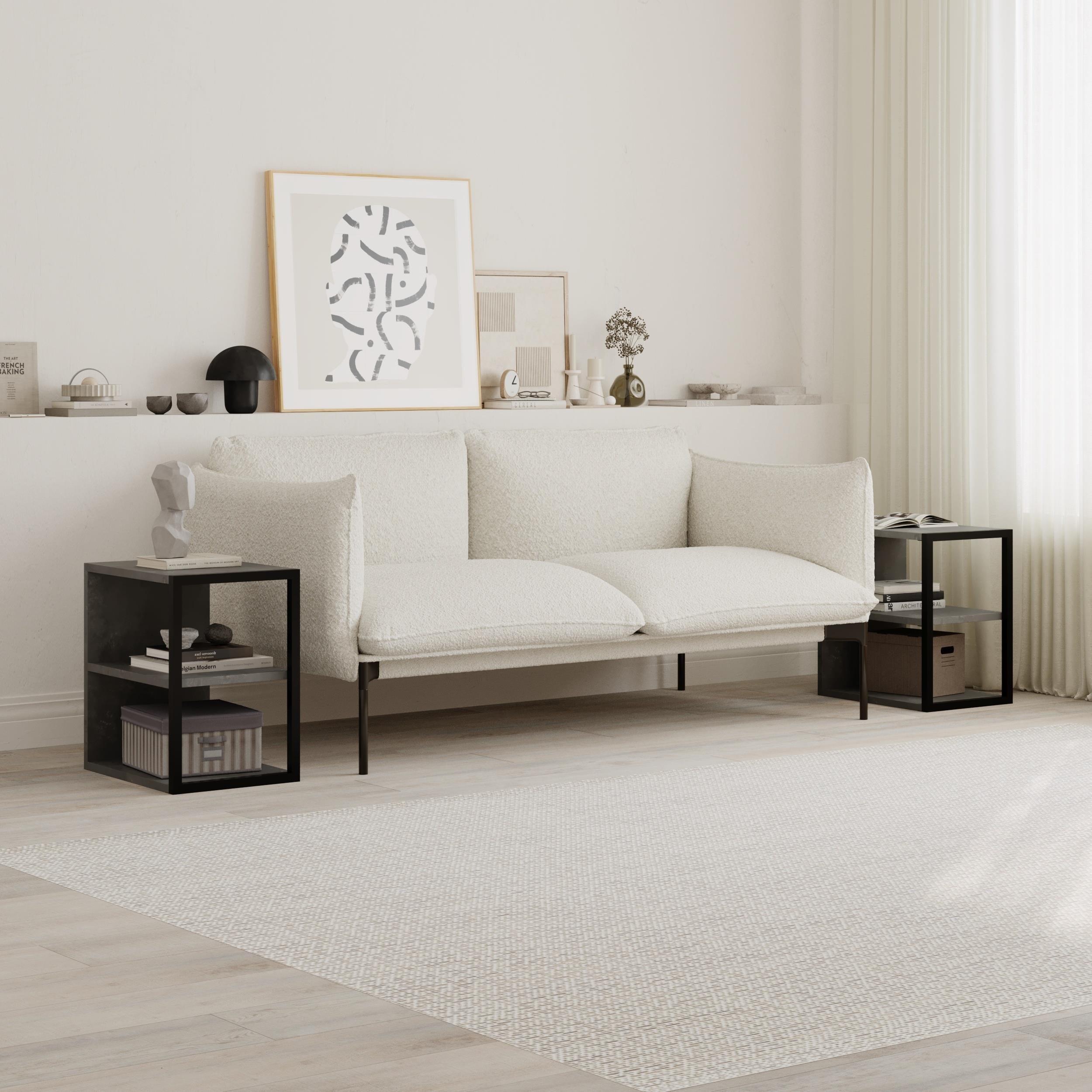 Table d'appoint double Echo – Table d'appoint de canapé moderne avec étagères