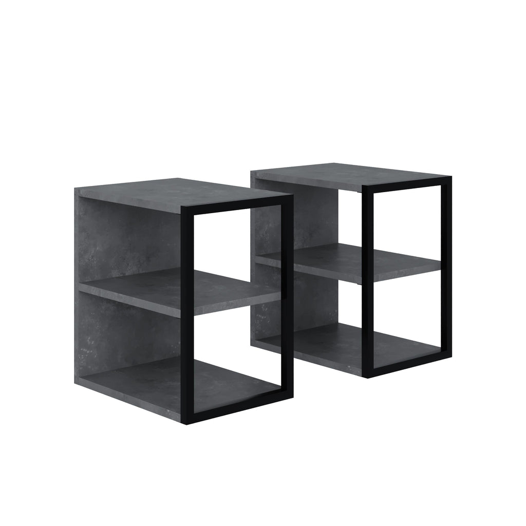 Table d'appoint double Echo – Table d'appoint de canapé moderne avec étagères