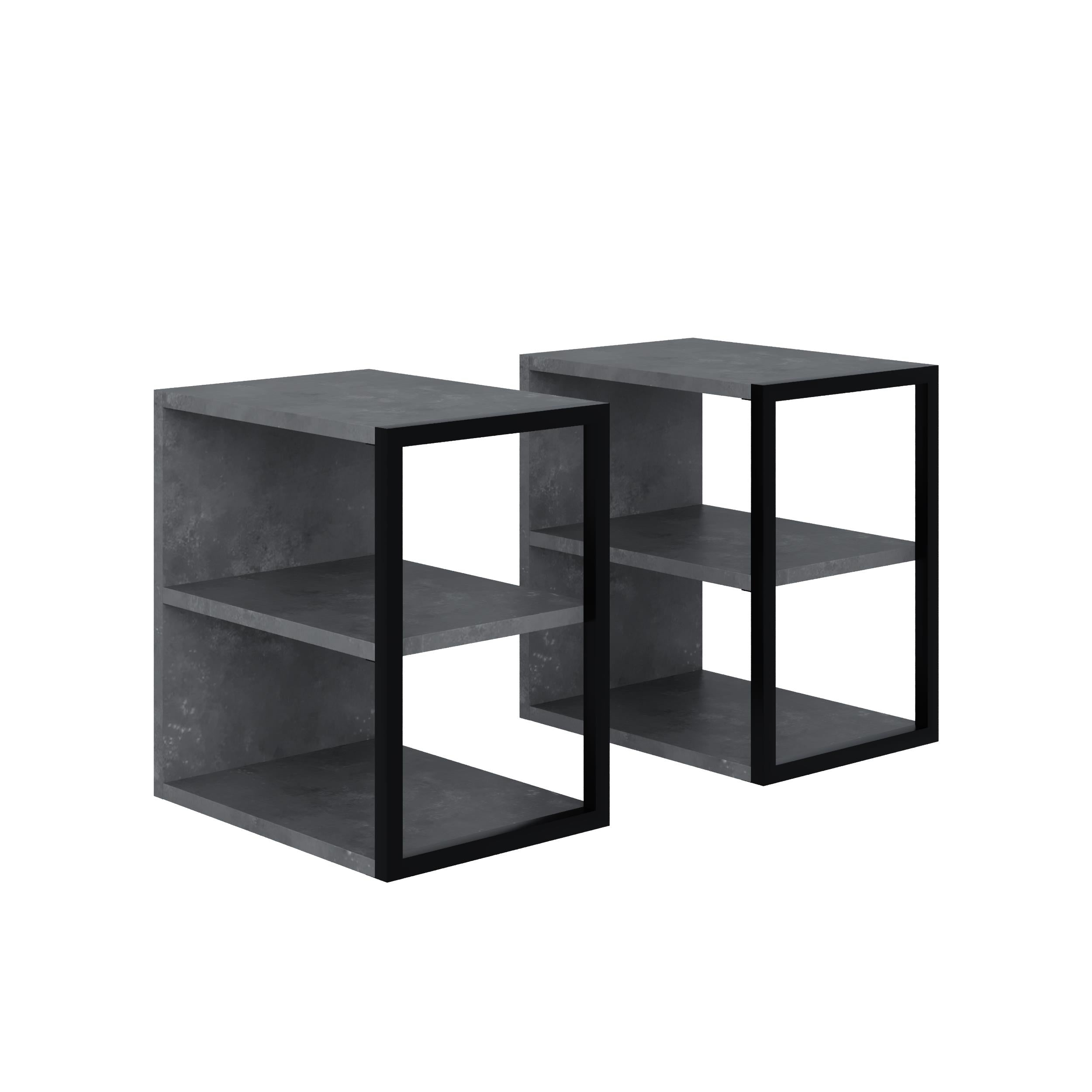 Table d'appoint double Echo – Table d'appoint de canapé moderne avec étagères