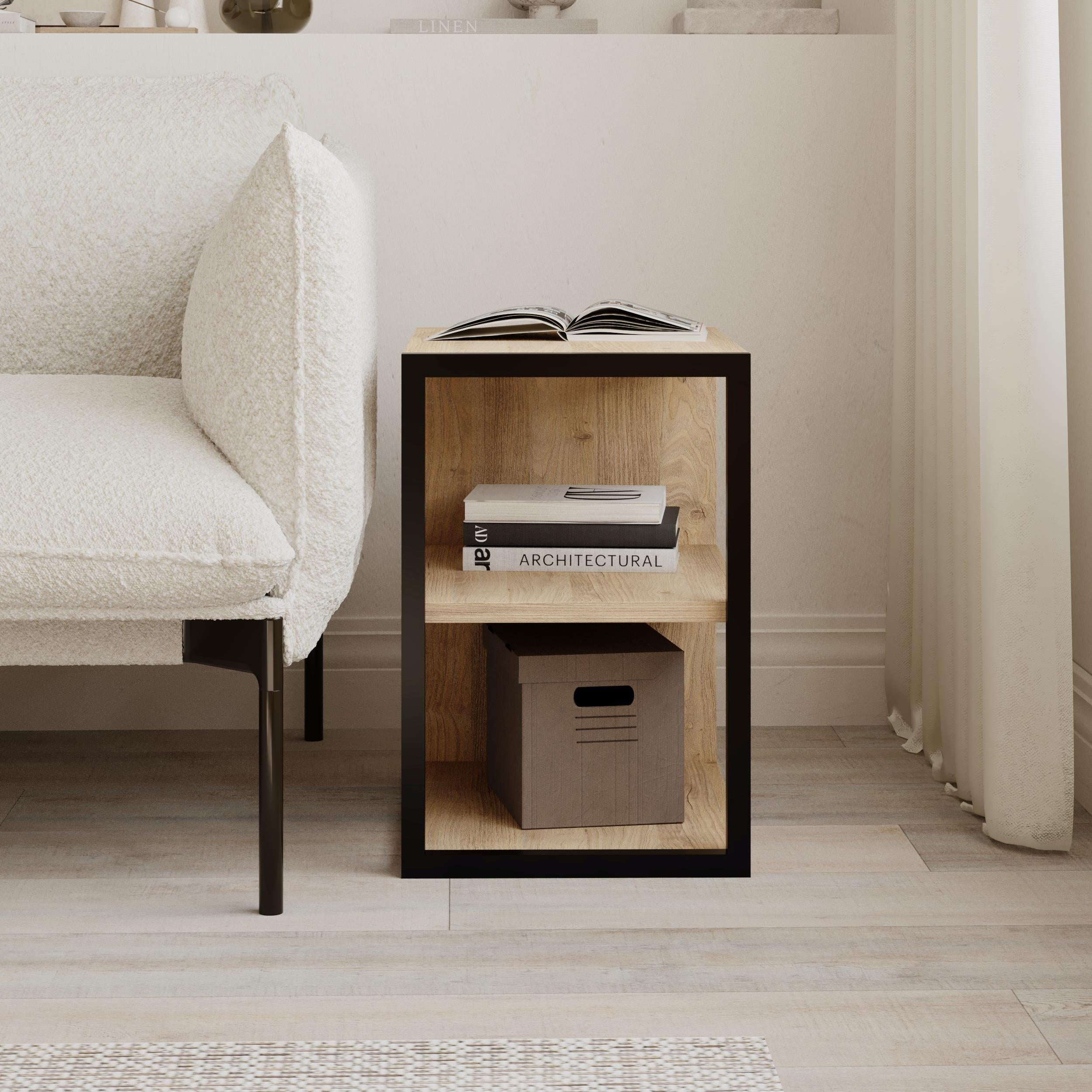 Table d'appoint Echo simple – Table d'appoint moderne pour canapé avec étagères
