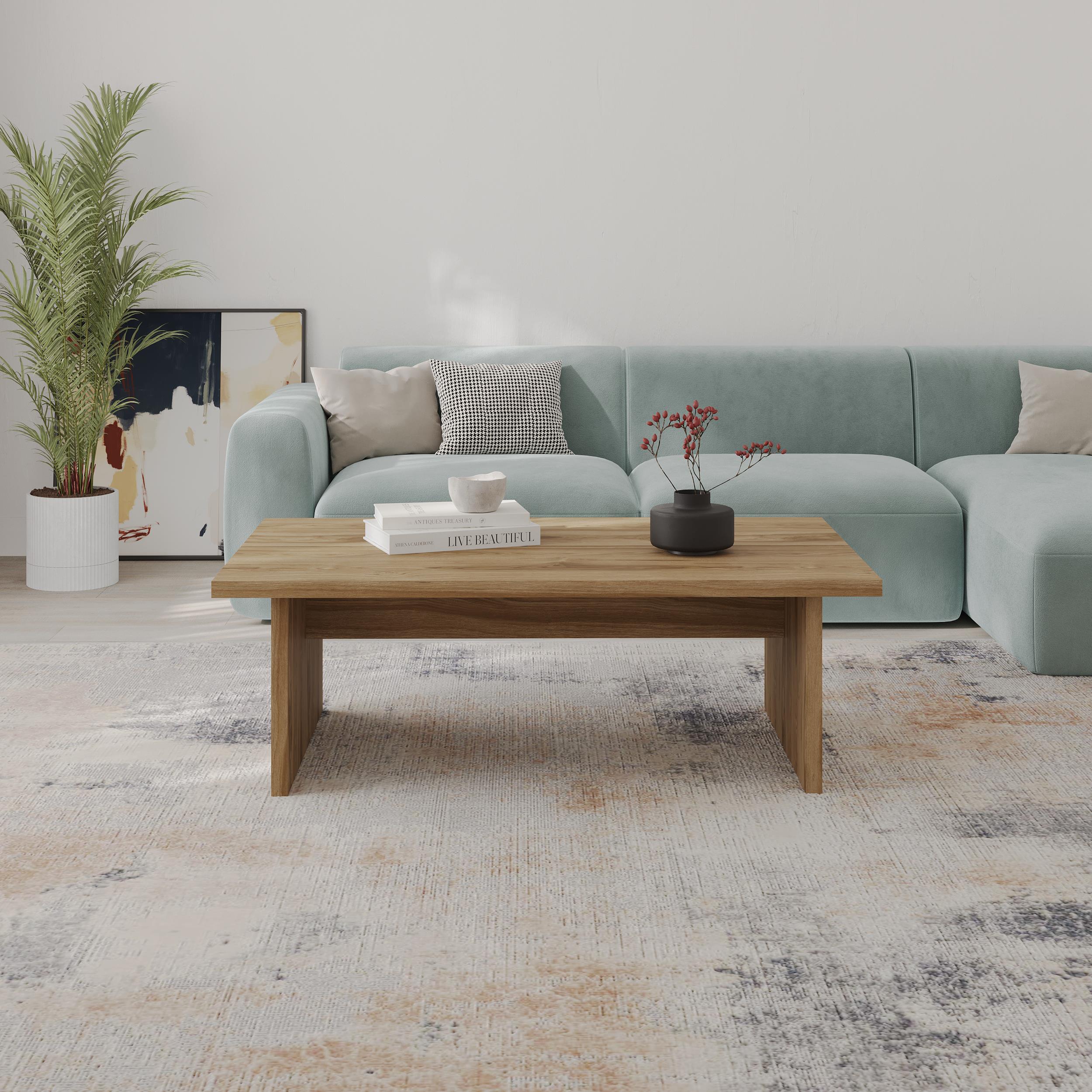 Table basse Loana – Table de salon moderne avec plateau en deux parties