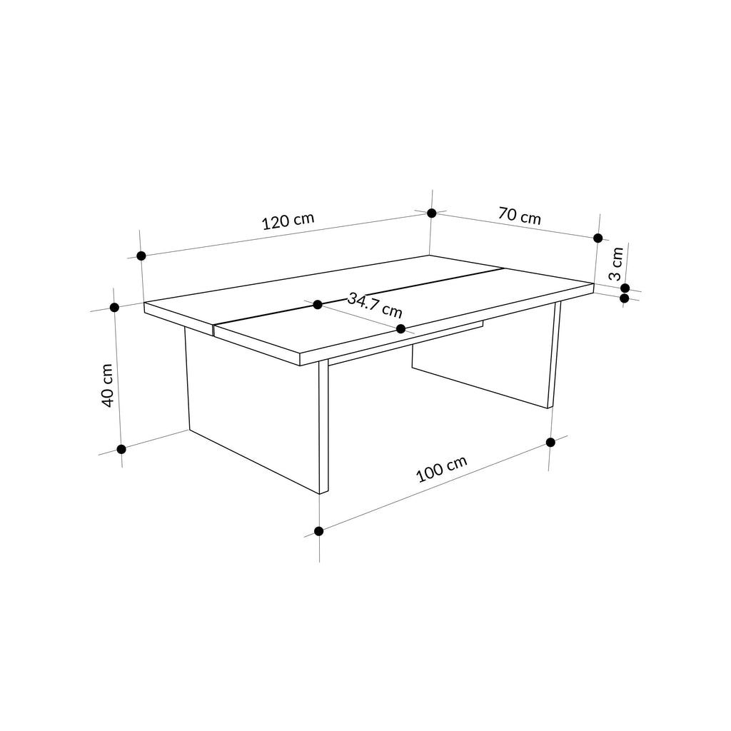 Table basse Loana – Table de salon moderne avec plateau en deux parties
