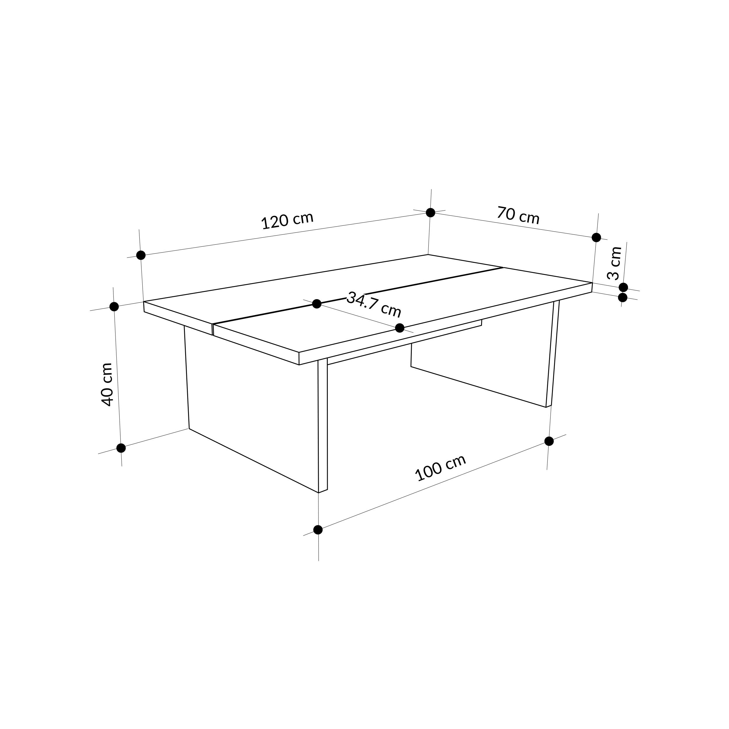 Table basse Loana – Table de salon moderne avec plateau en deux parties