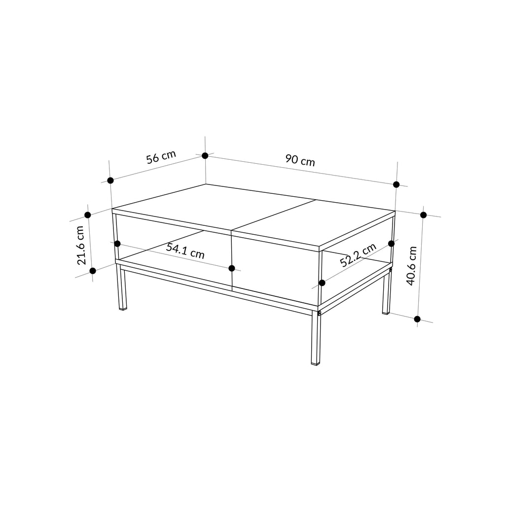 Table basse moderne Cailin avec rangement ouvert
