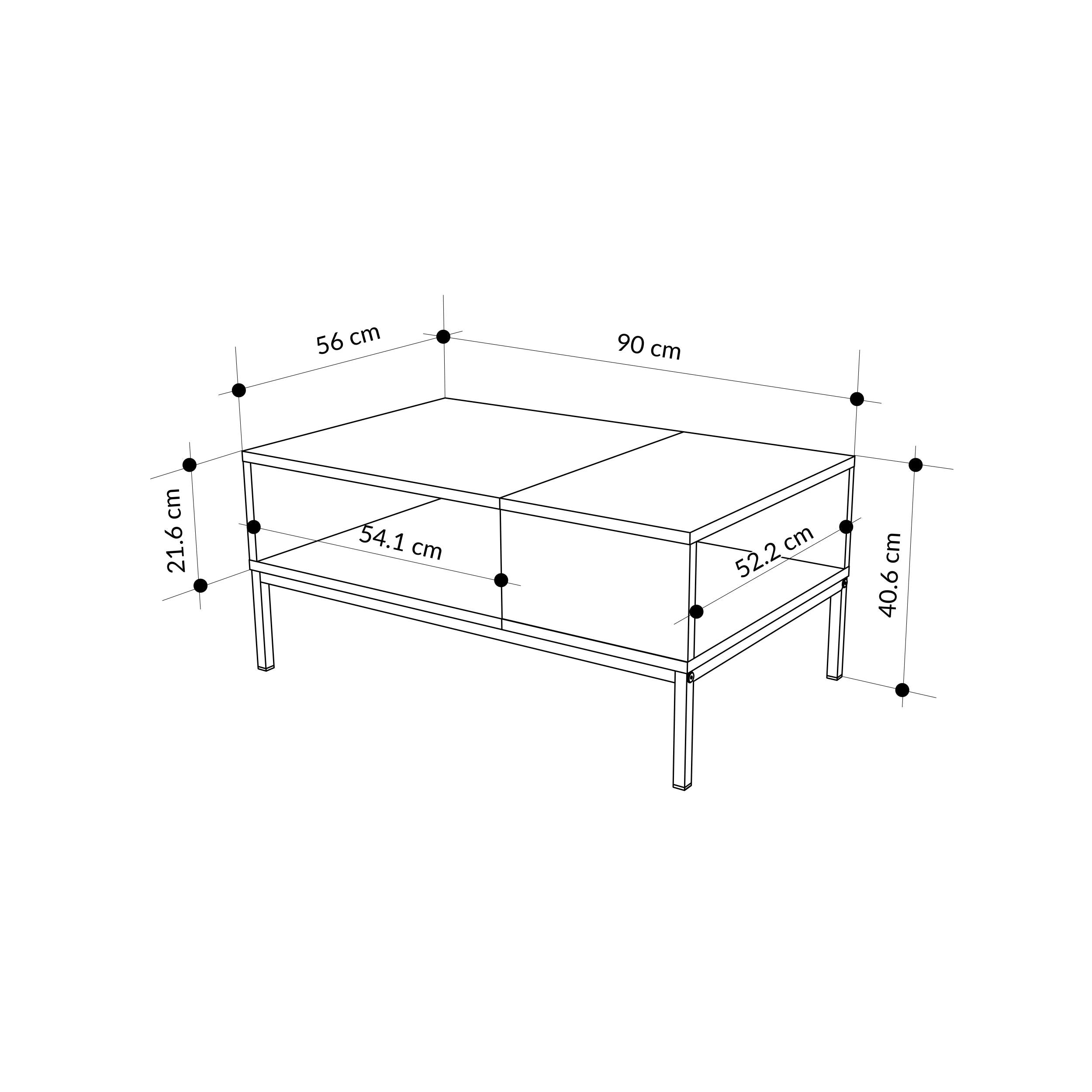 Table basse moderne Cailin avec rangement ouvert