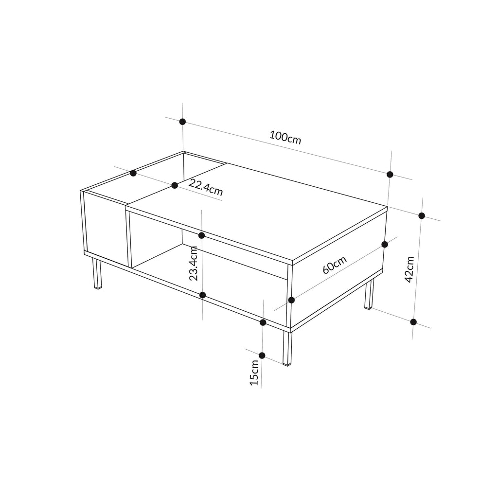 Decortieliving - Vena Modern Coffee Table Ash Green 100 x 60 cm
