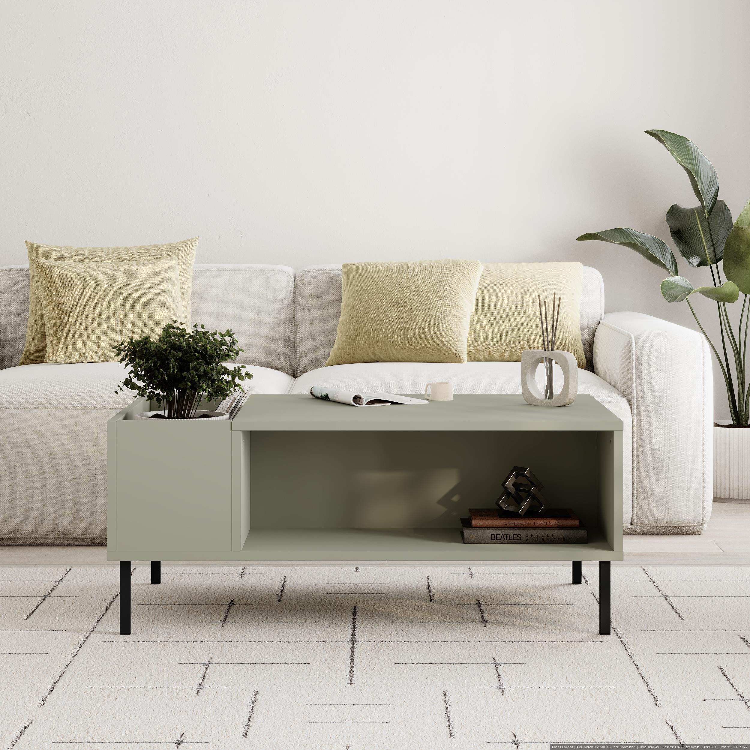 Decortieliving - Vena Modern Coffee Table Ash Green 100 x 60 cm