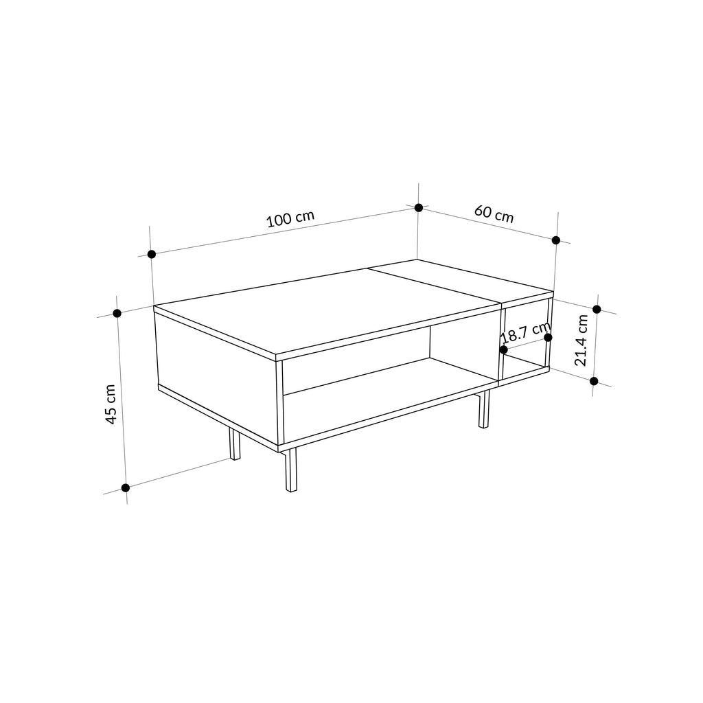Table basse Mona moderne avec rangement ouvert